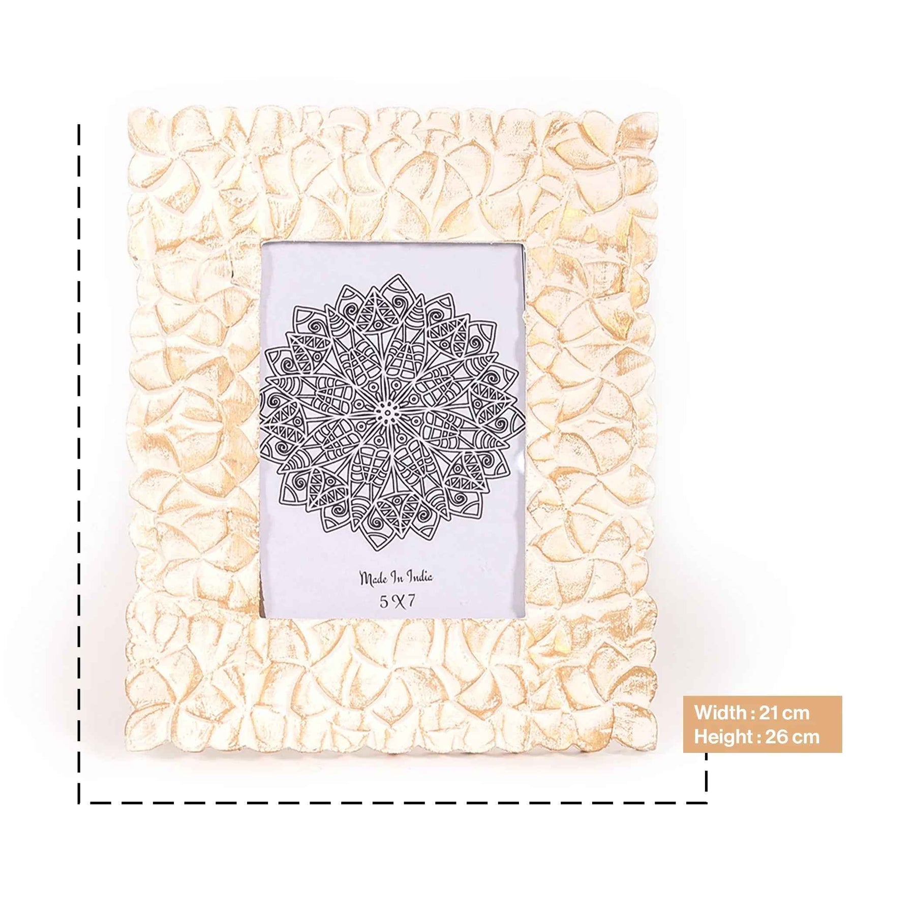 Handcrafted Floral Photo Frame in Antique Cream