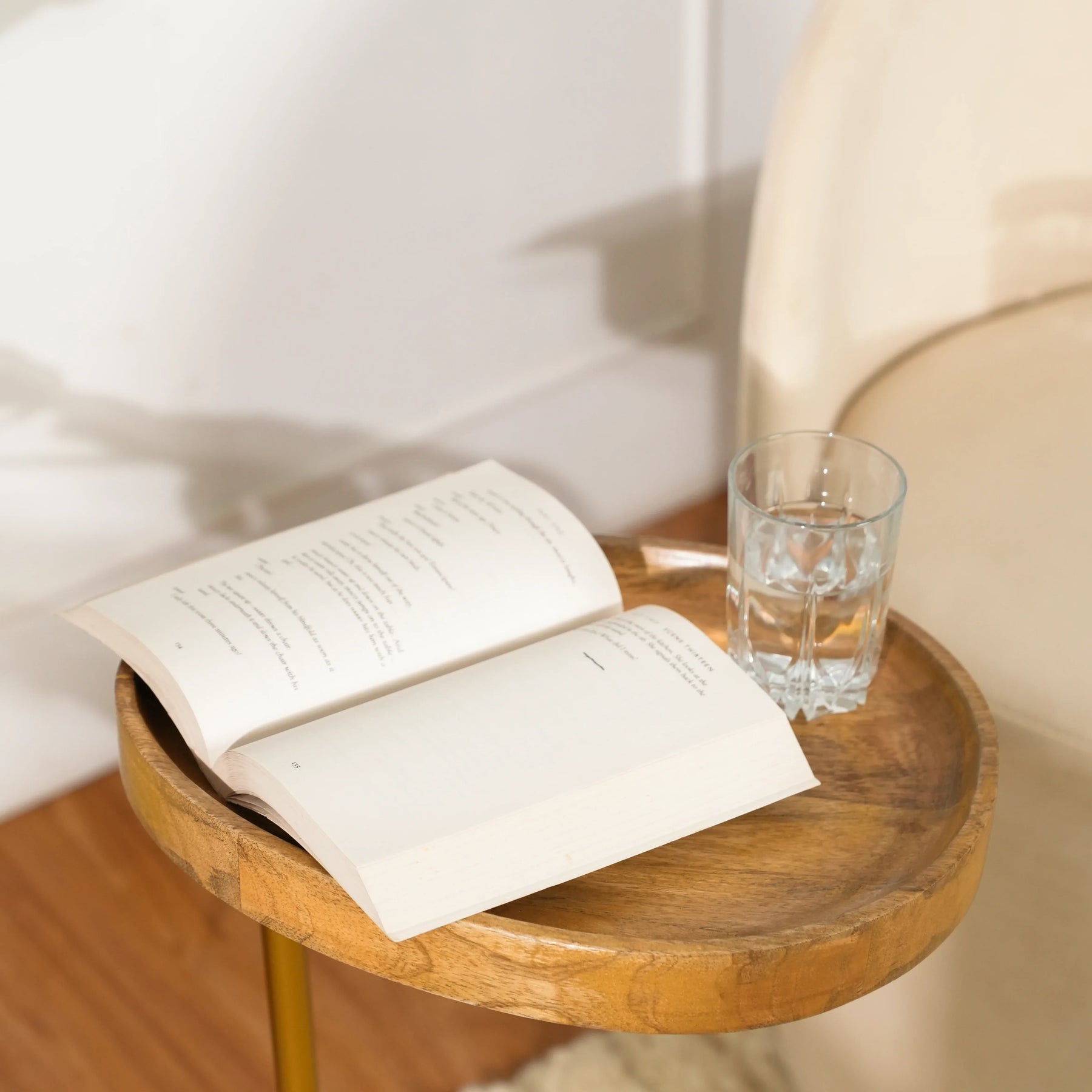 Wooden Tray Top C-Table with Golden Metal Base