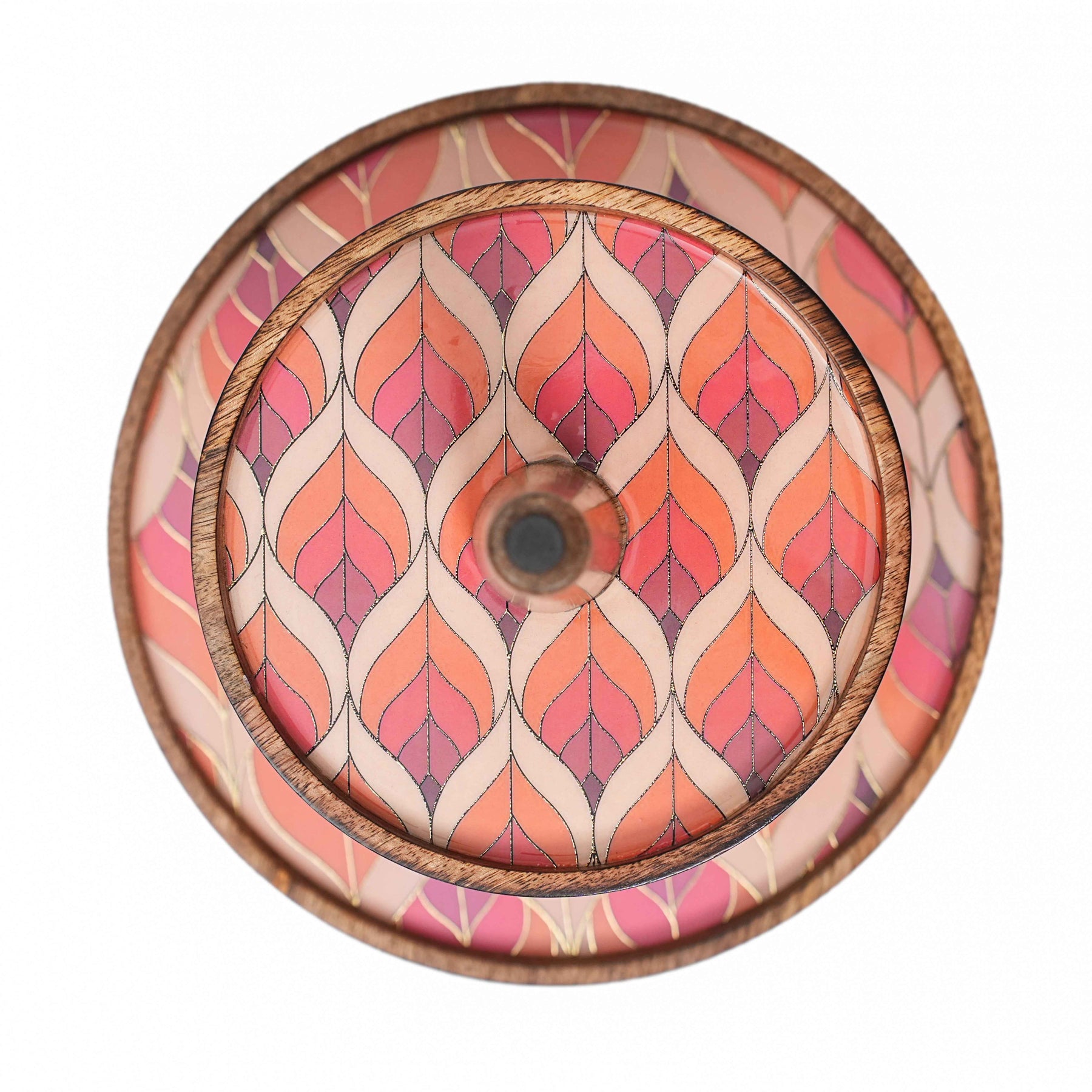 Wooden Serving Tray 2-Tier in Floral Mosaic – Dessert & Snack Stand for Kitchen & Home Decor