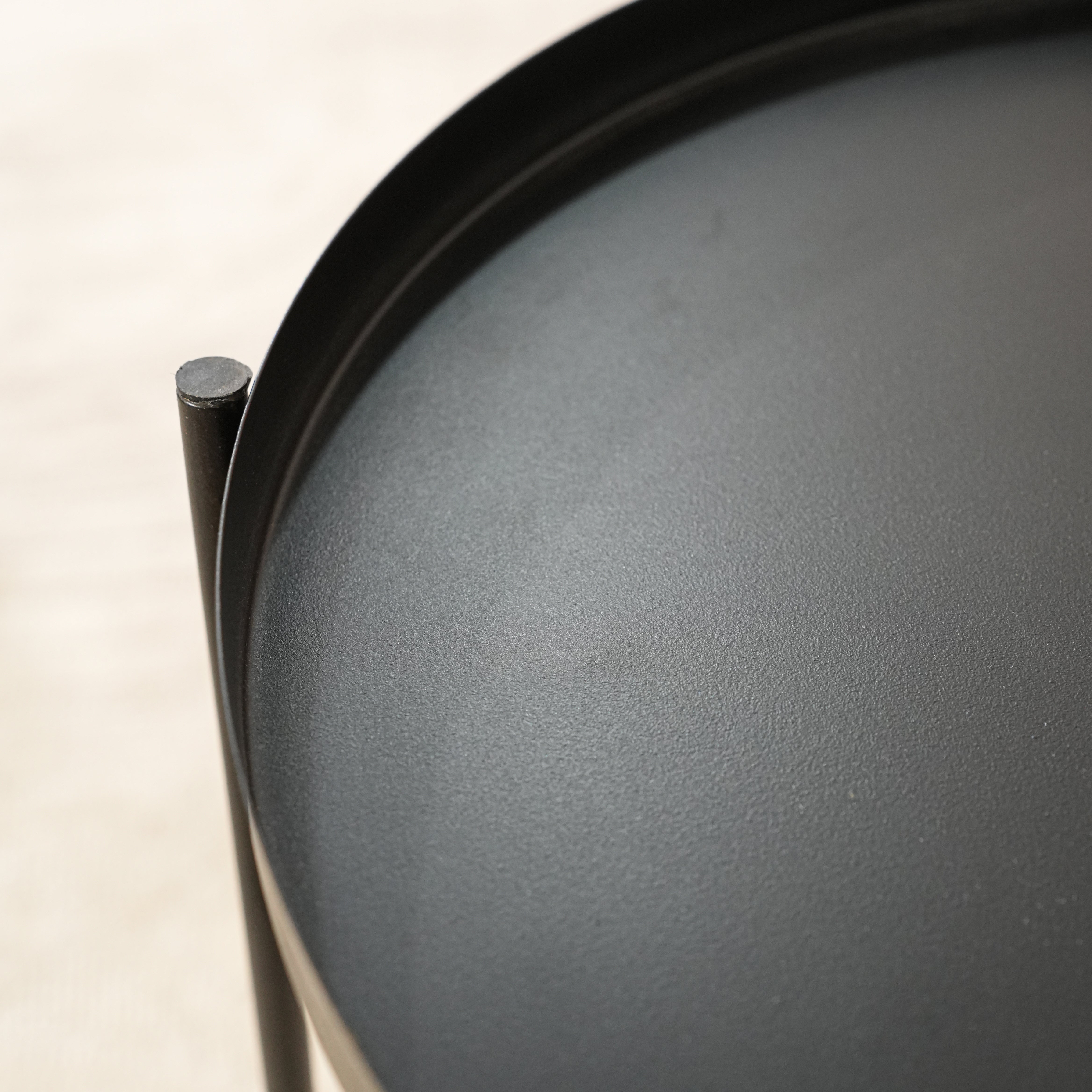 Modern Black Metal Tray Top Side Table with X-Frame Base
