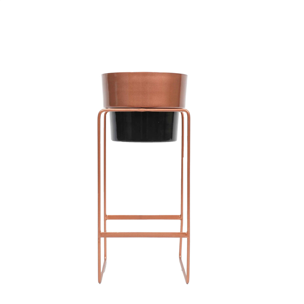 Modern Elevated Metal Planter Stand in Copper