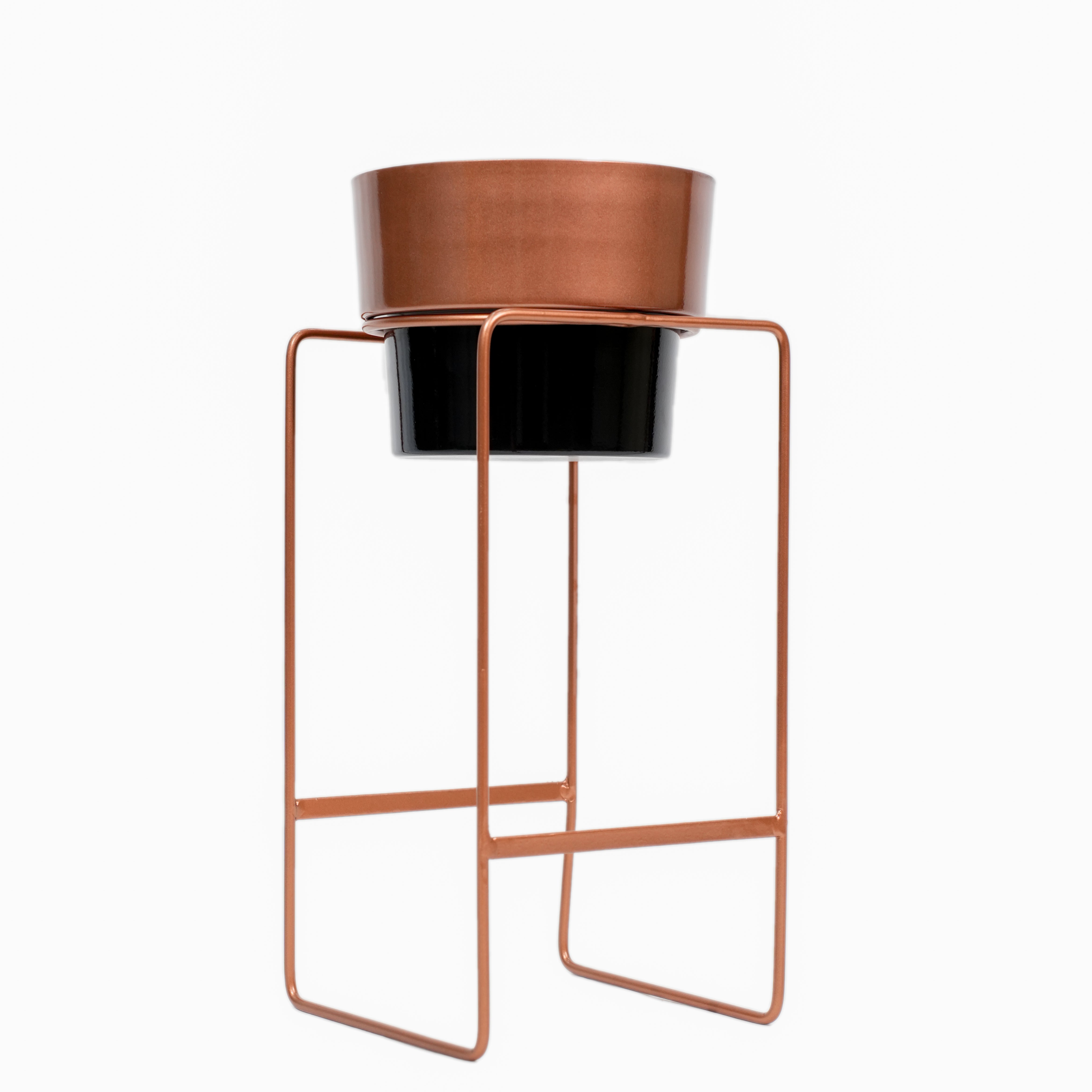 Modern Elevated Metal Planter Stand Copper