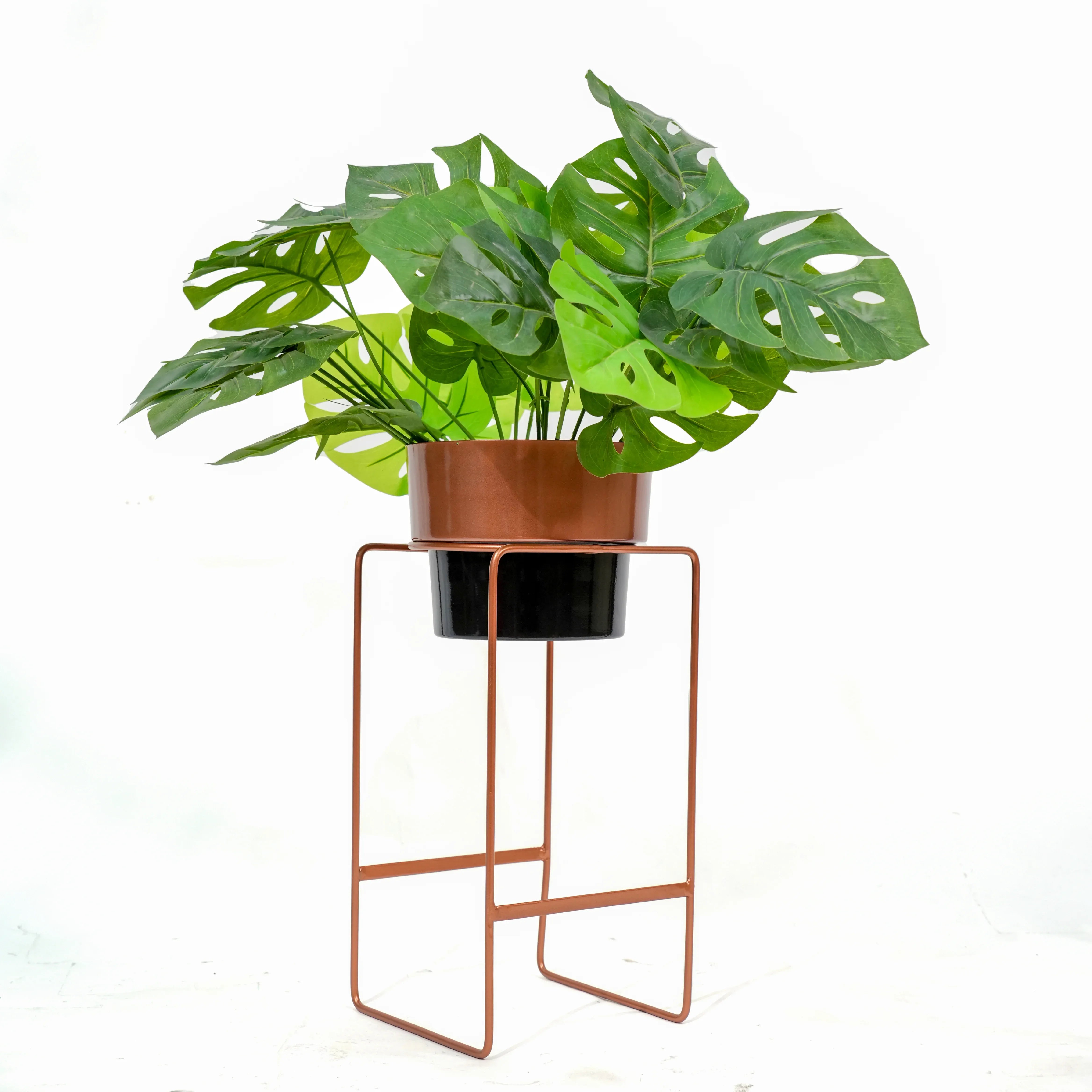 Modern Elevated Metal Planter Stand Copper