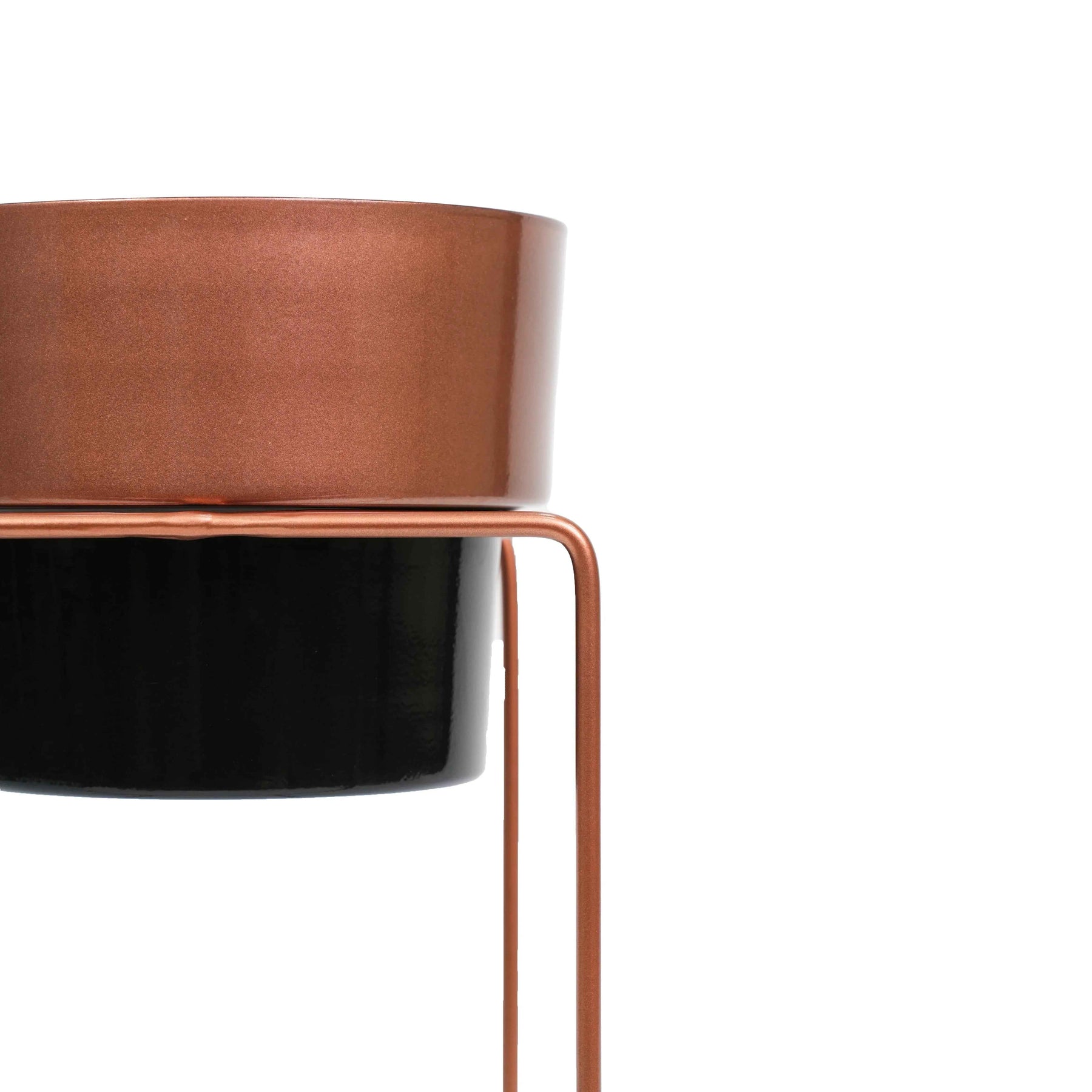 Modern Elevated Metal Planter Stand in Copper