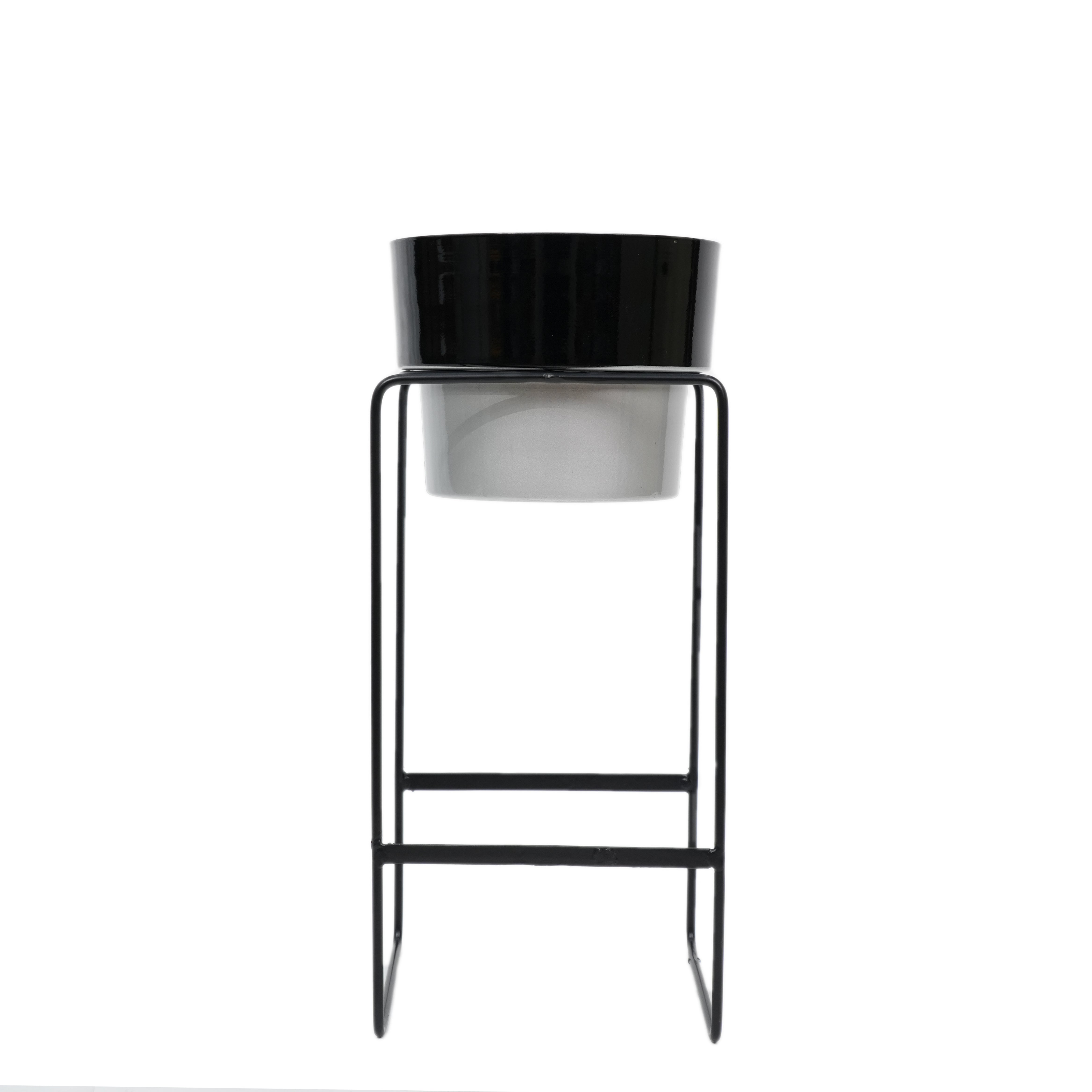 Modern Elevated Metal Planter Stand Black