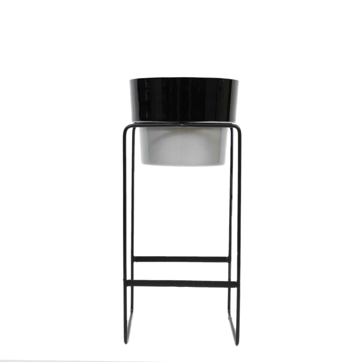 Modern Elevated Metal Planter Stand Black