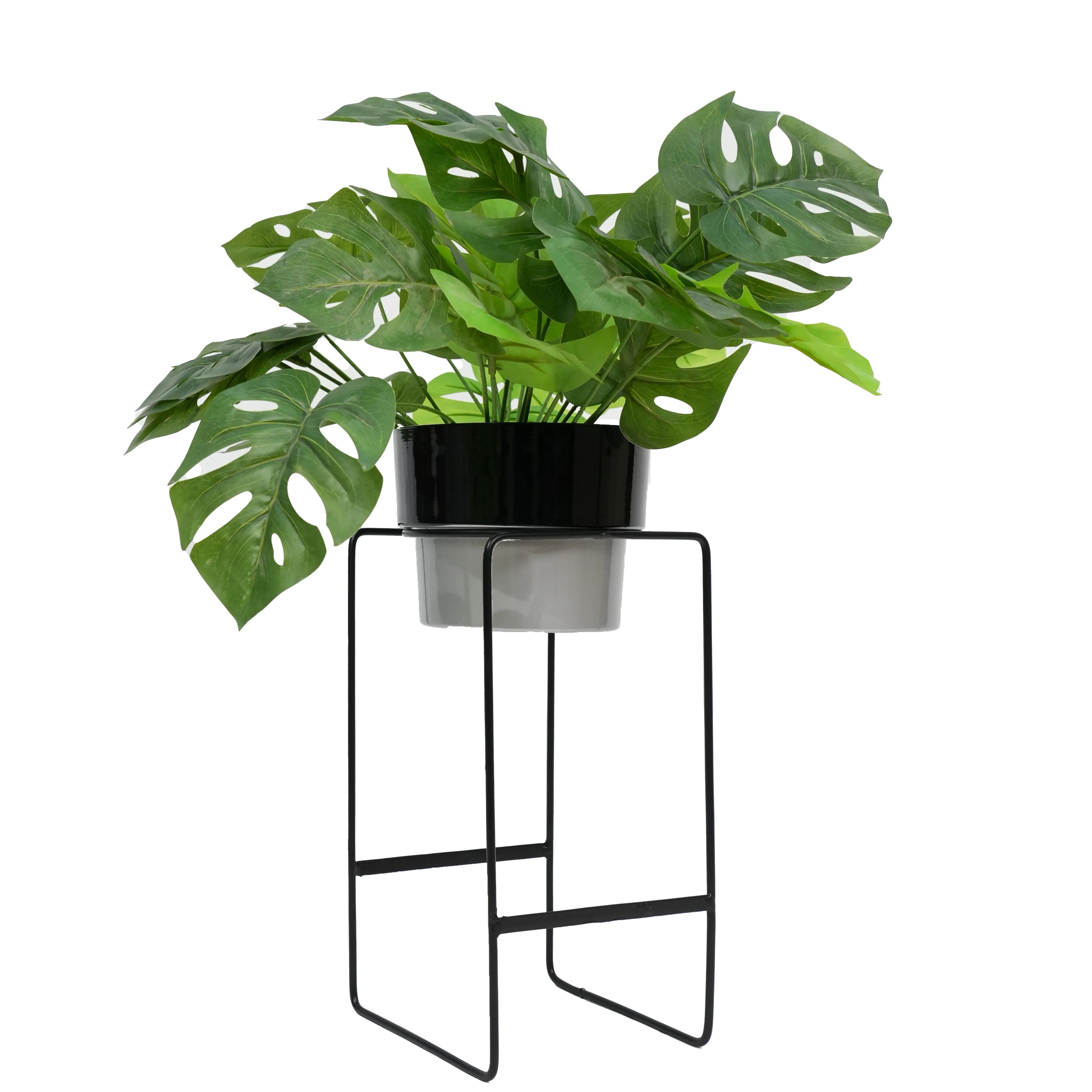 Modern Elevated Metal Planter Stand Black