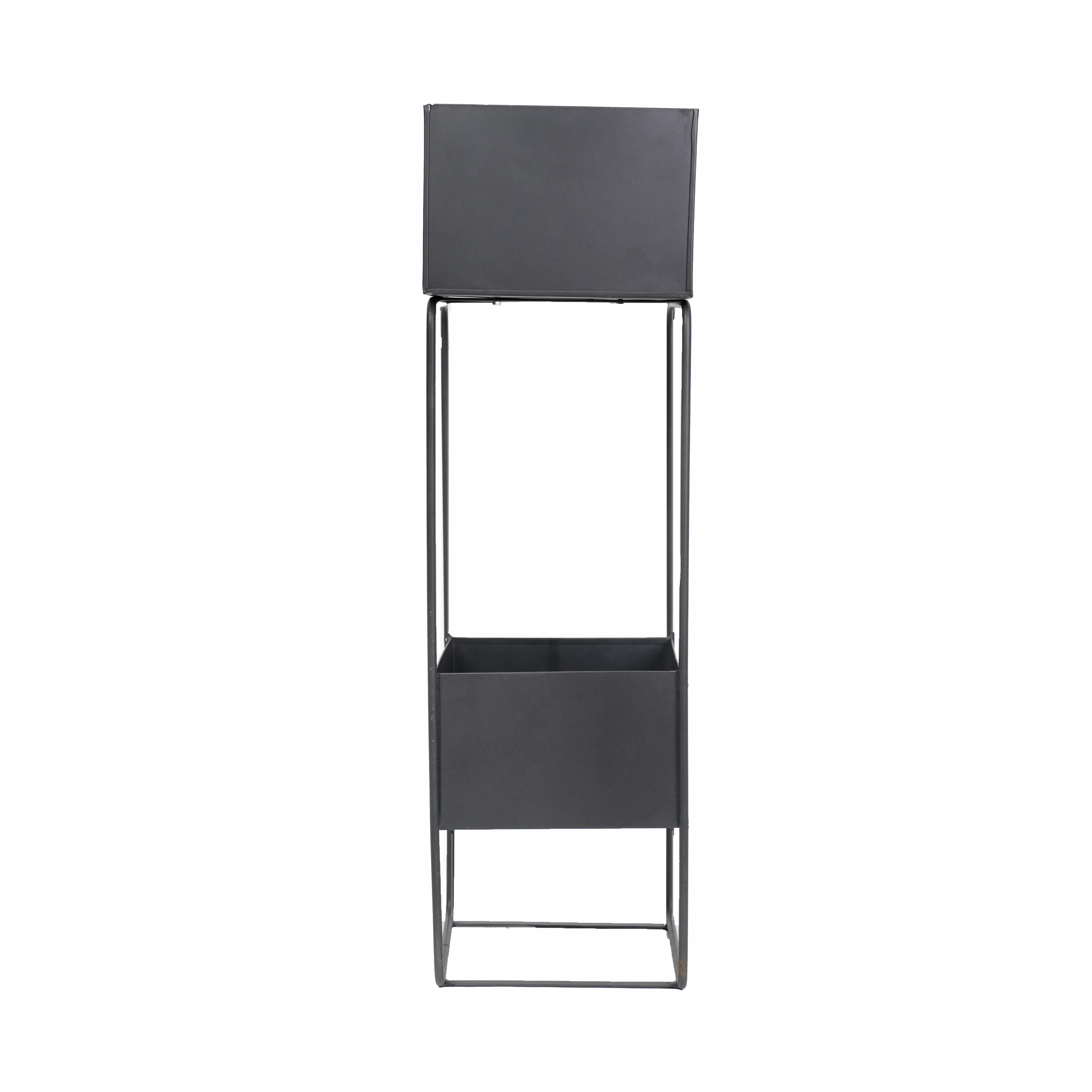 Double Pot Metal Planter Stand Black