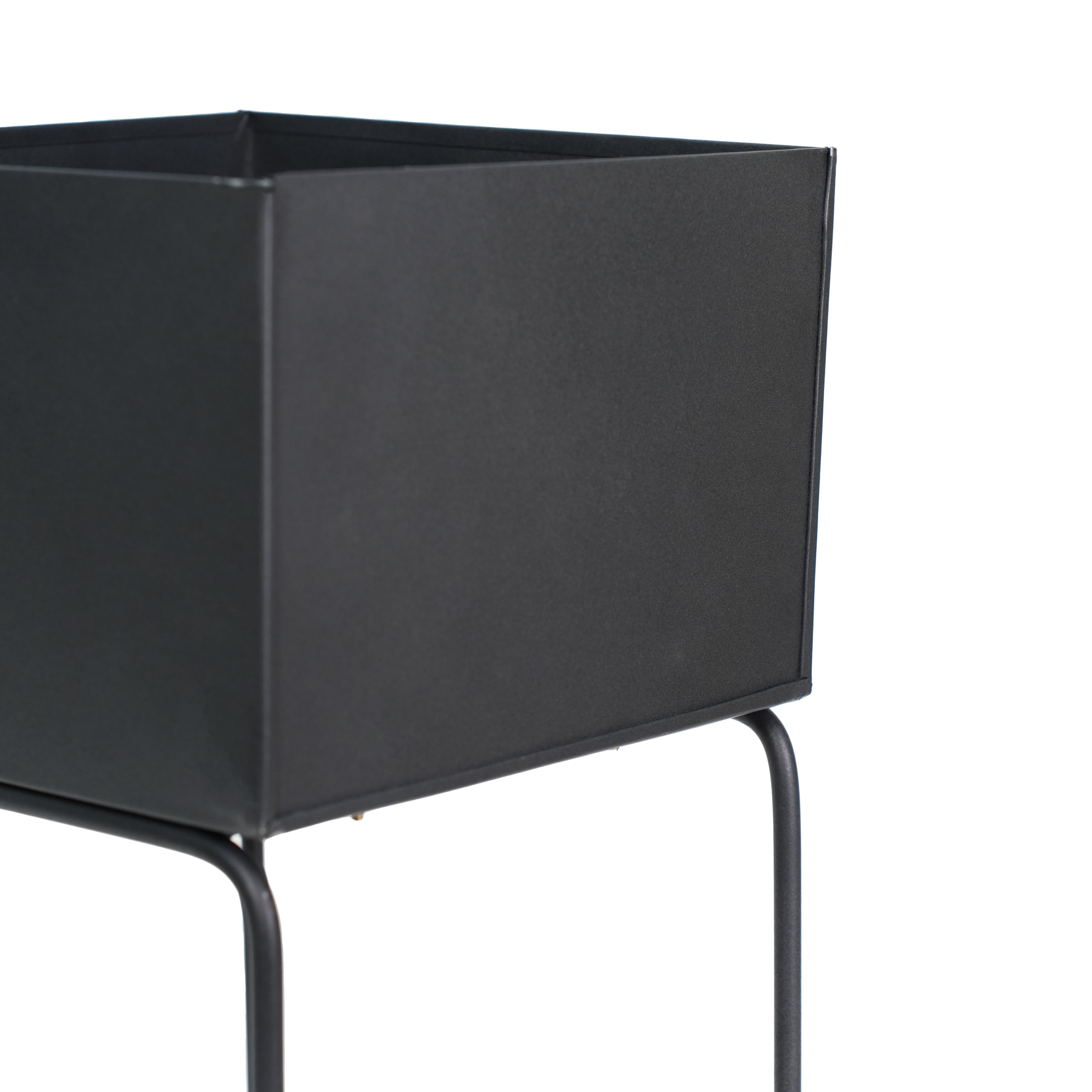 Double Pot Metal Planter Stand Black