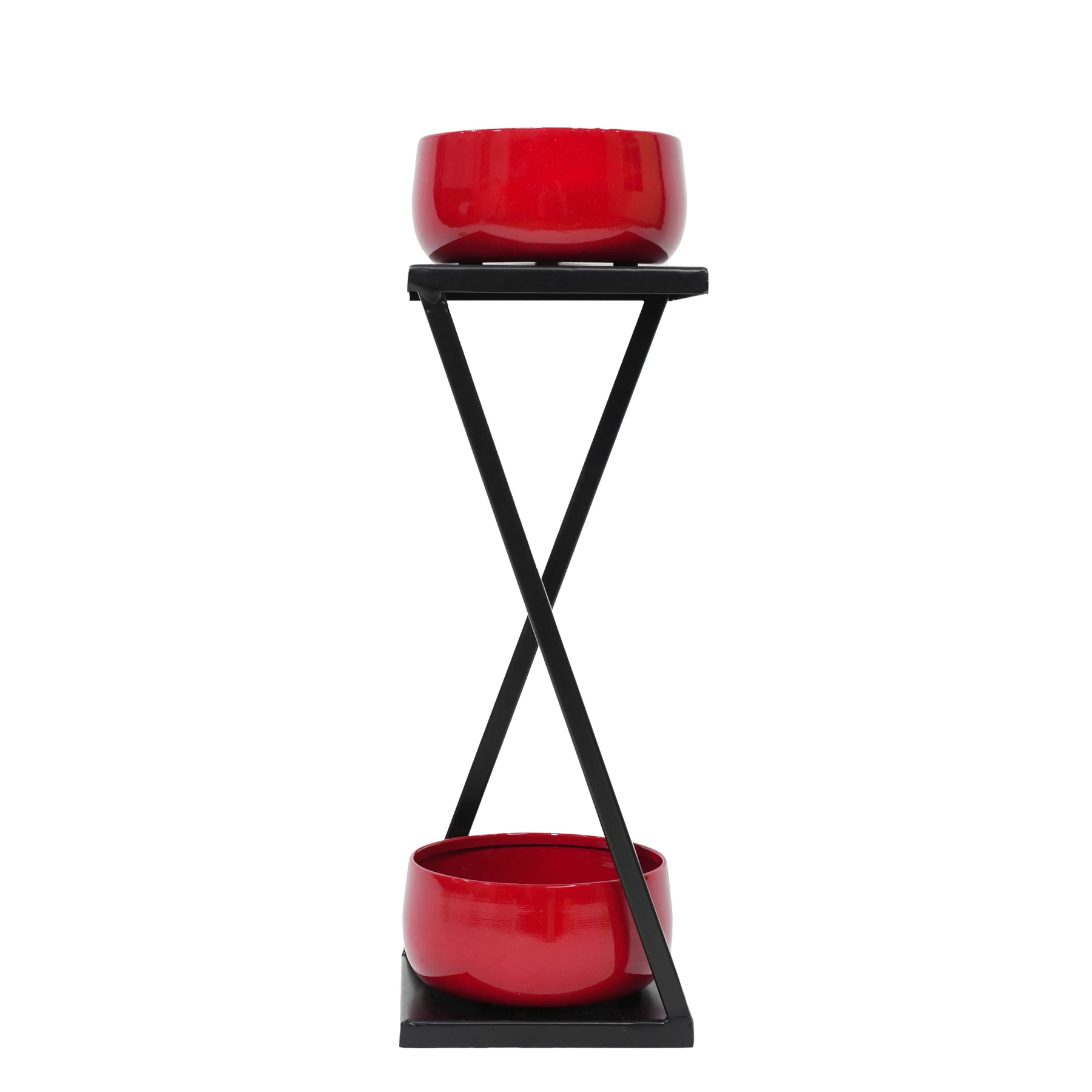 Modern X Frame Metal Planter Stand with Pots
