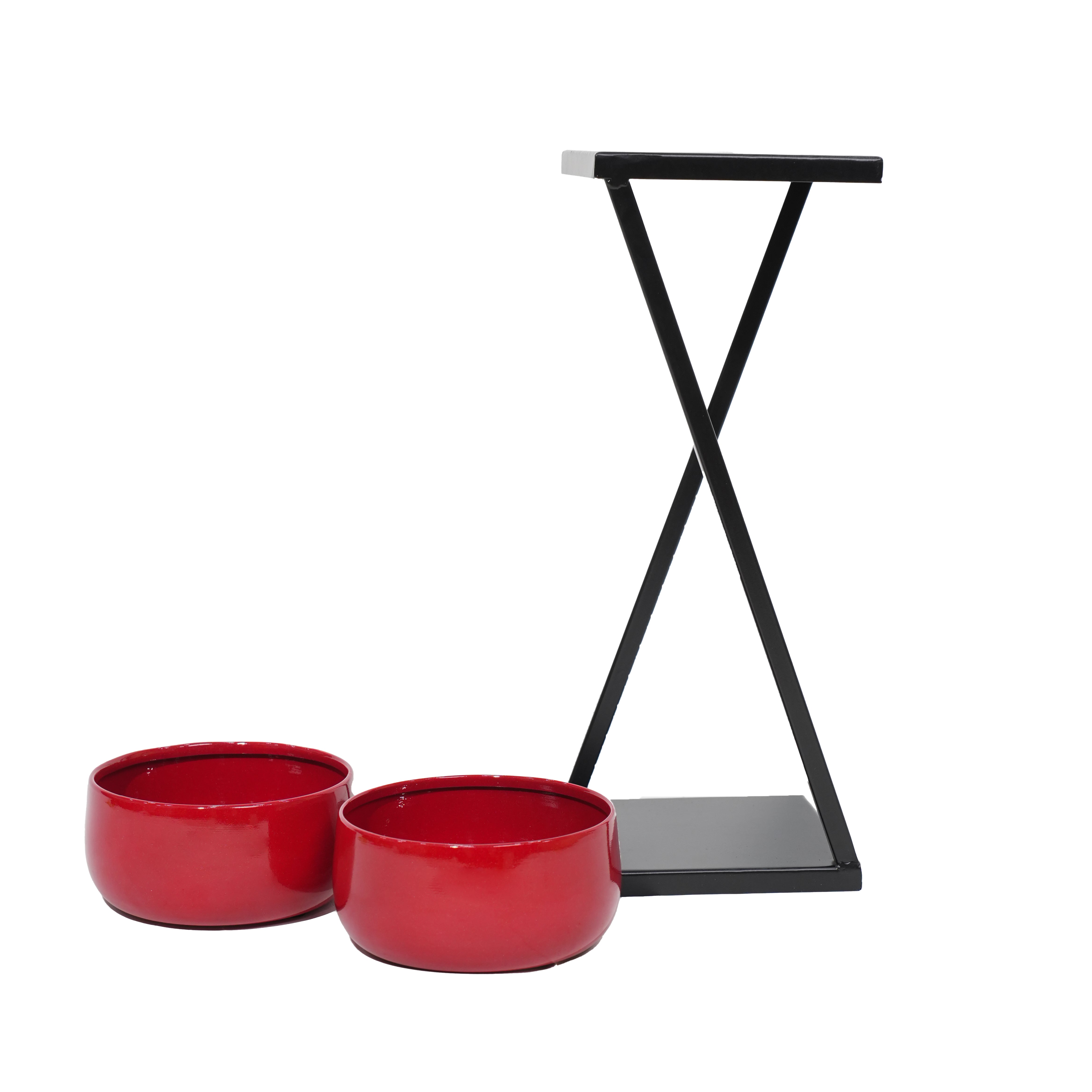 Modern X Frame Metal Planter Stand with Pots