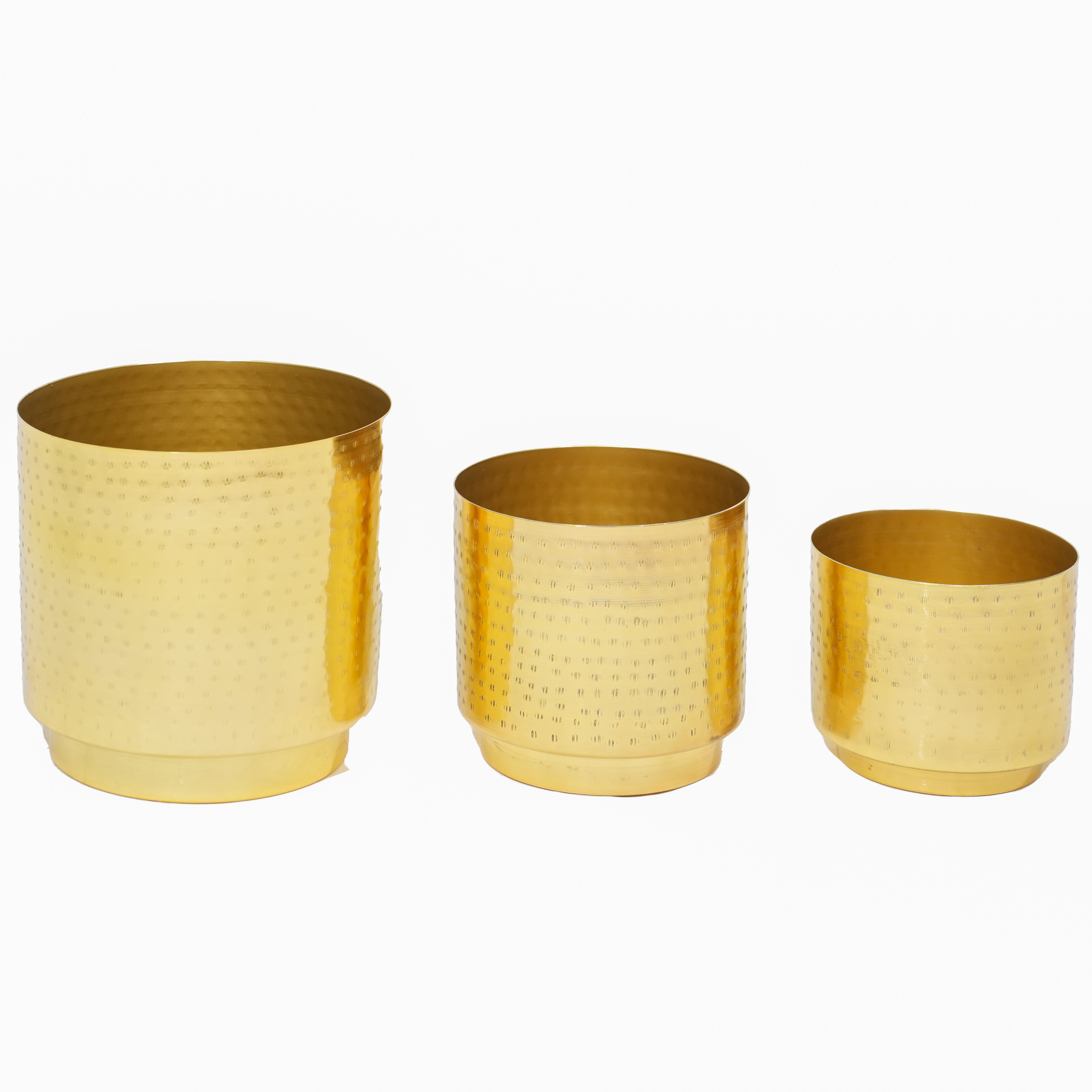 Brass Hammered Planter Set of 3