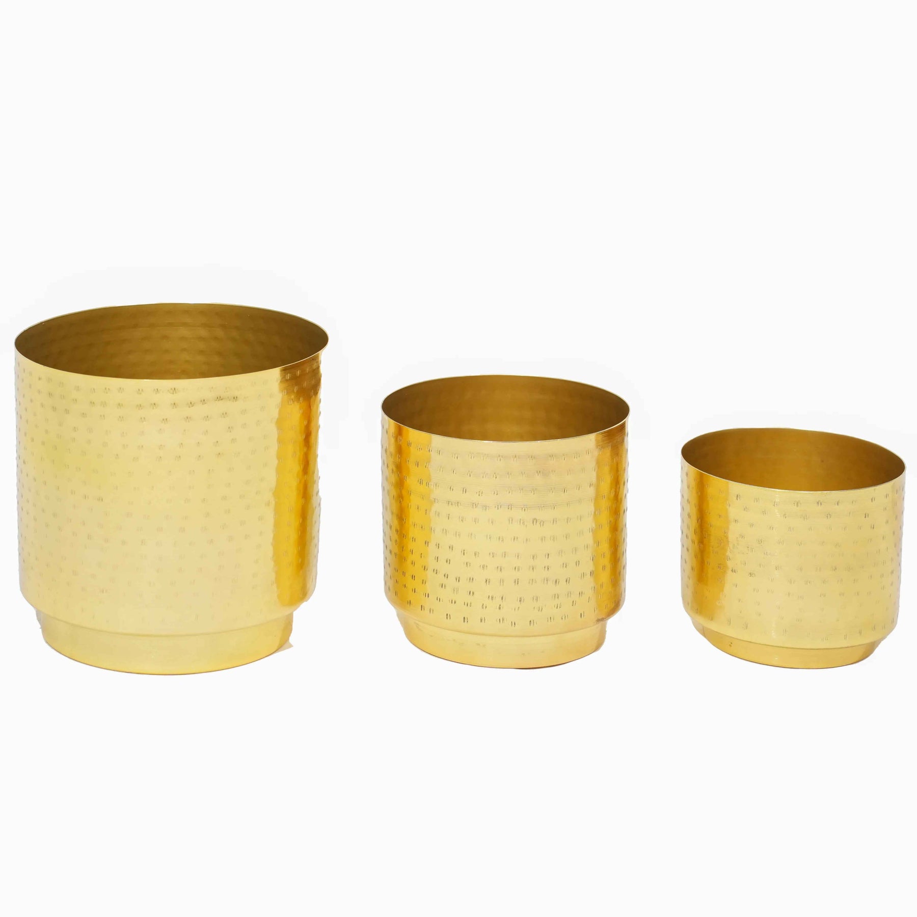 Brass Hammered Planter Set of 3