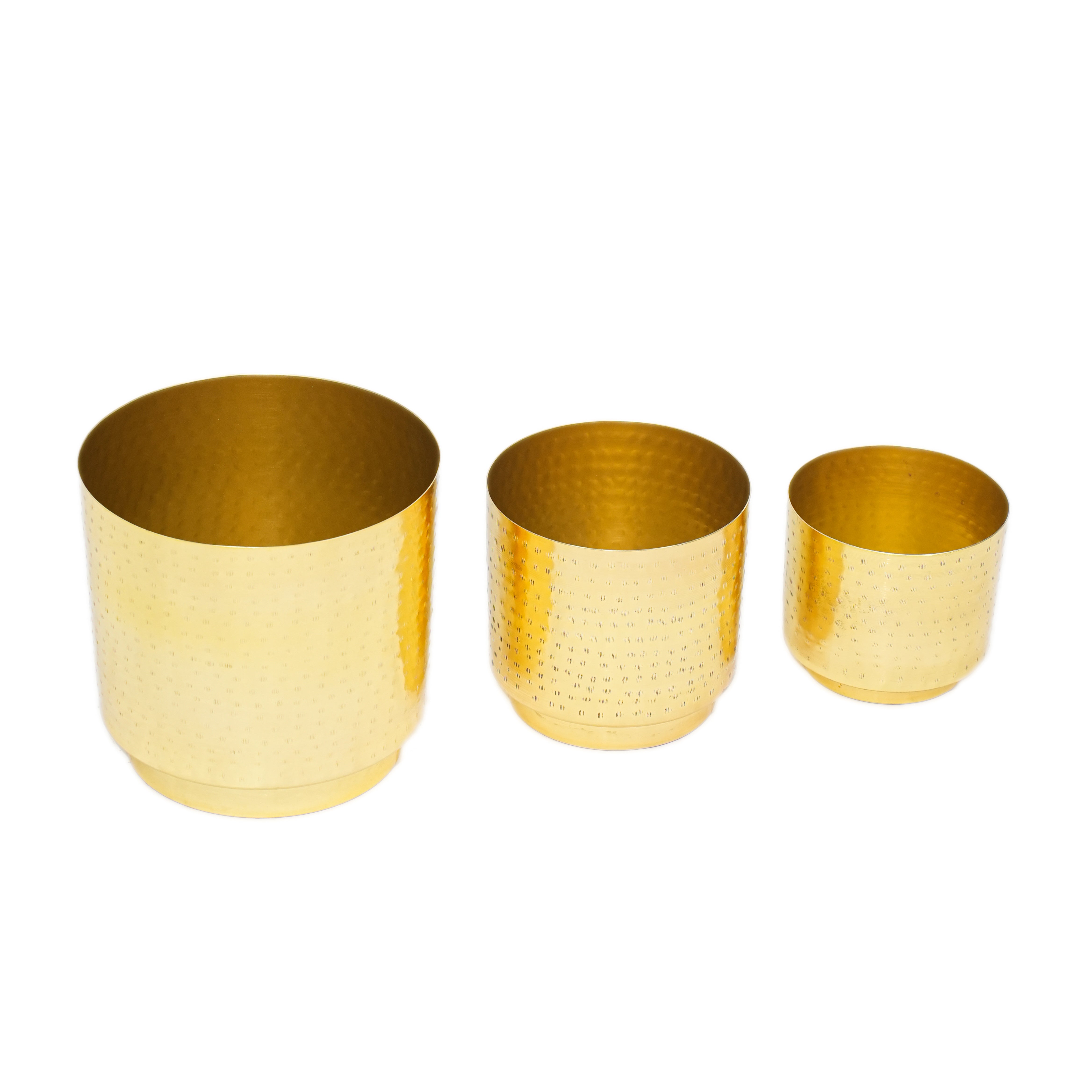 Brass Hammered Planter Set of 3