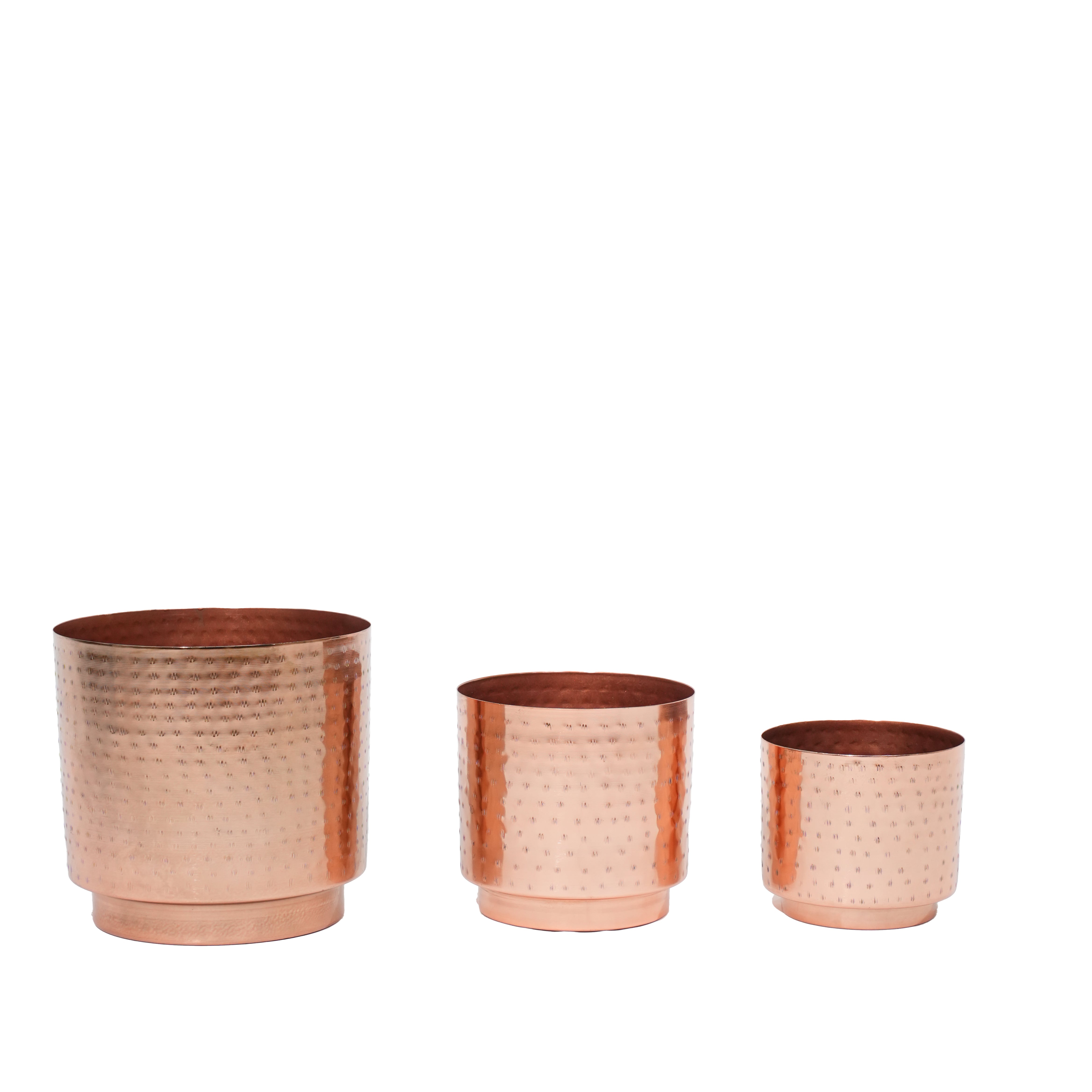 Copper Hammered Planters Set of 3