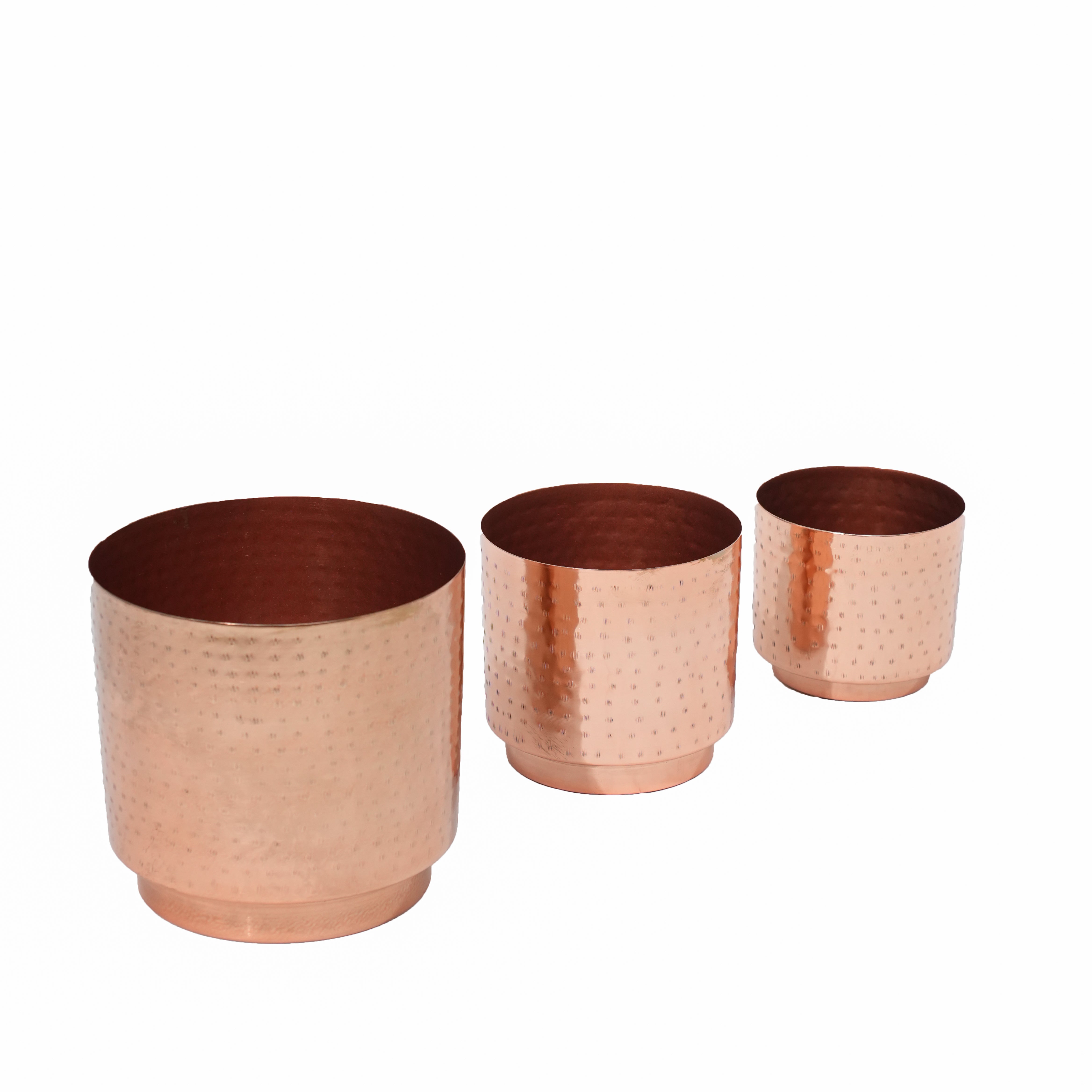 Copper Hammered Planters Set of 3
