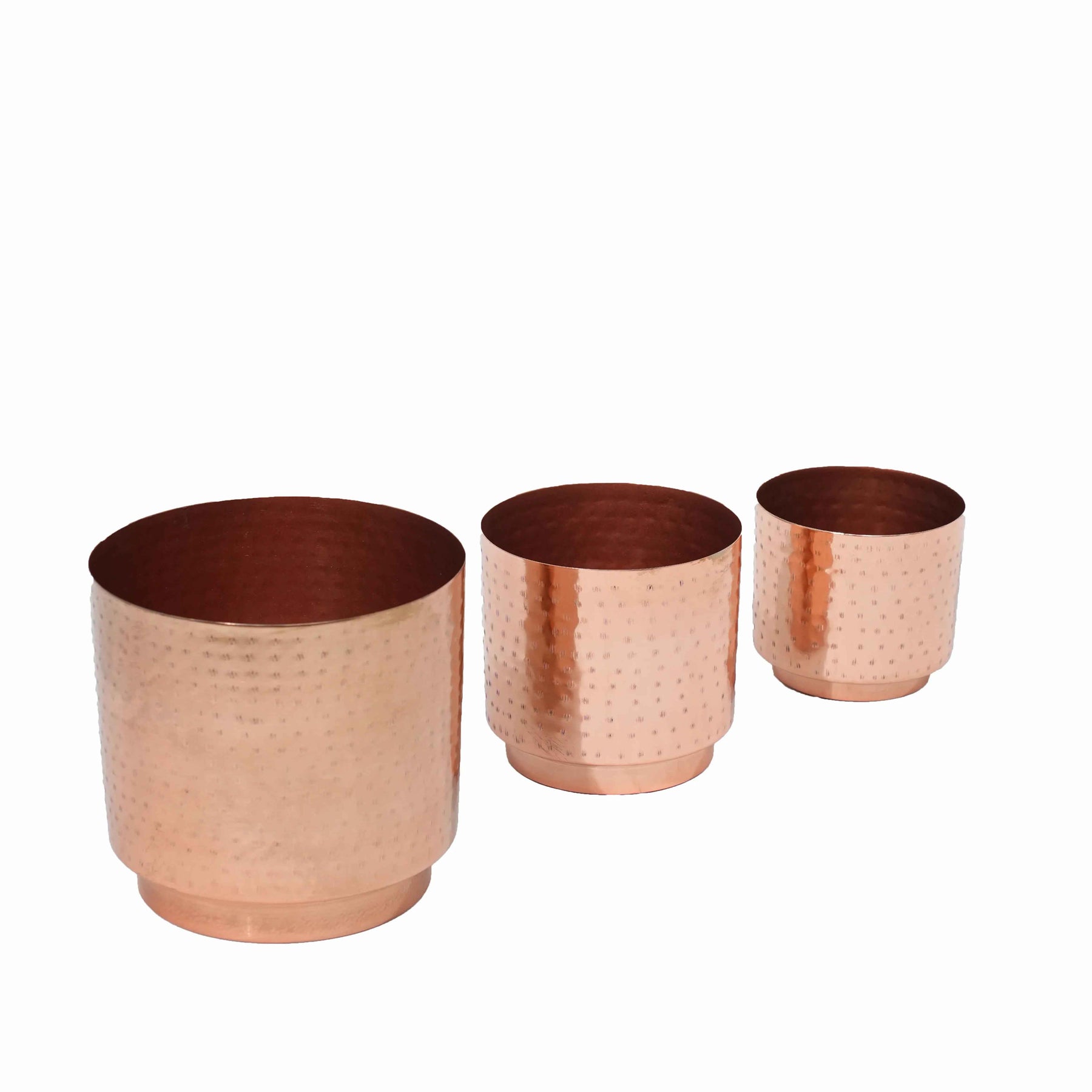 Copper Hammered Planters Set of 3