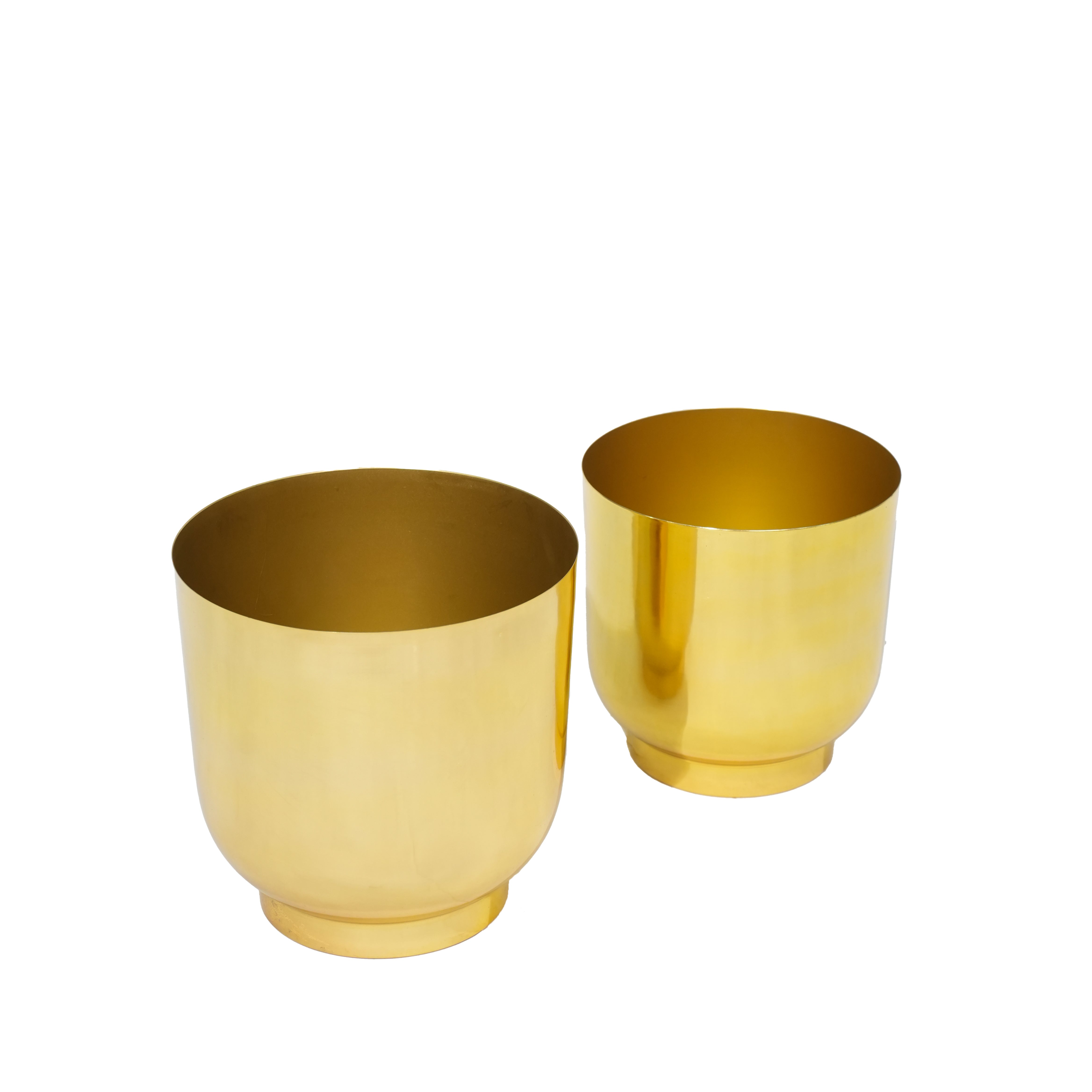 Gold Finish Metal Planters Set of 2