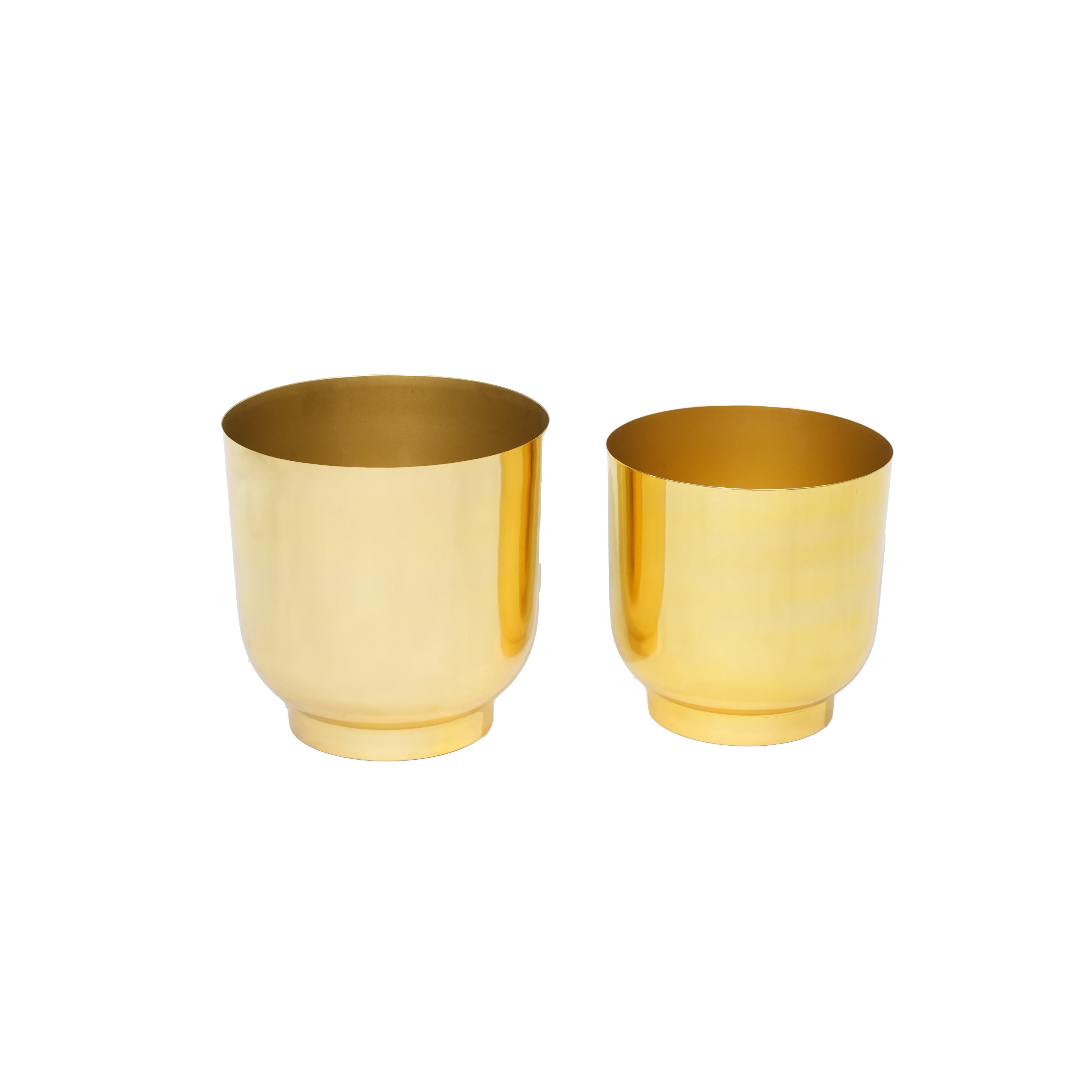 Gold Finish Metal Planters Set of 2