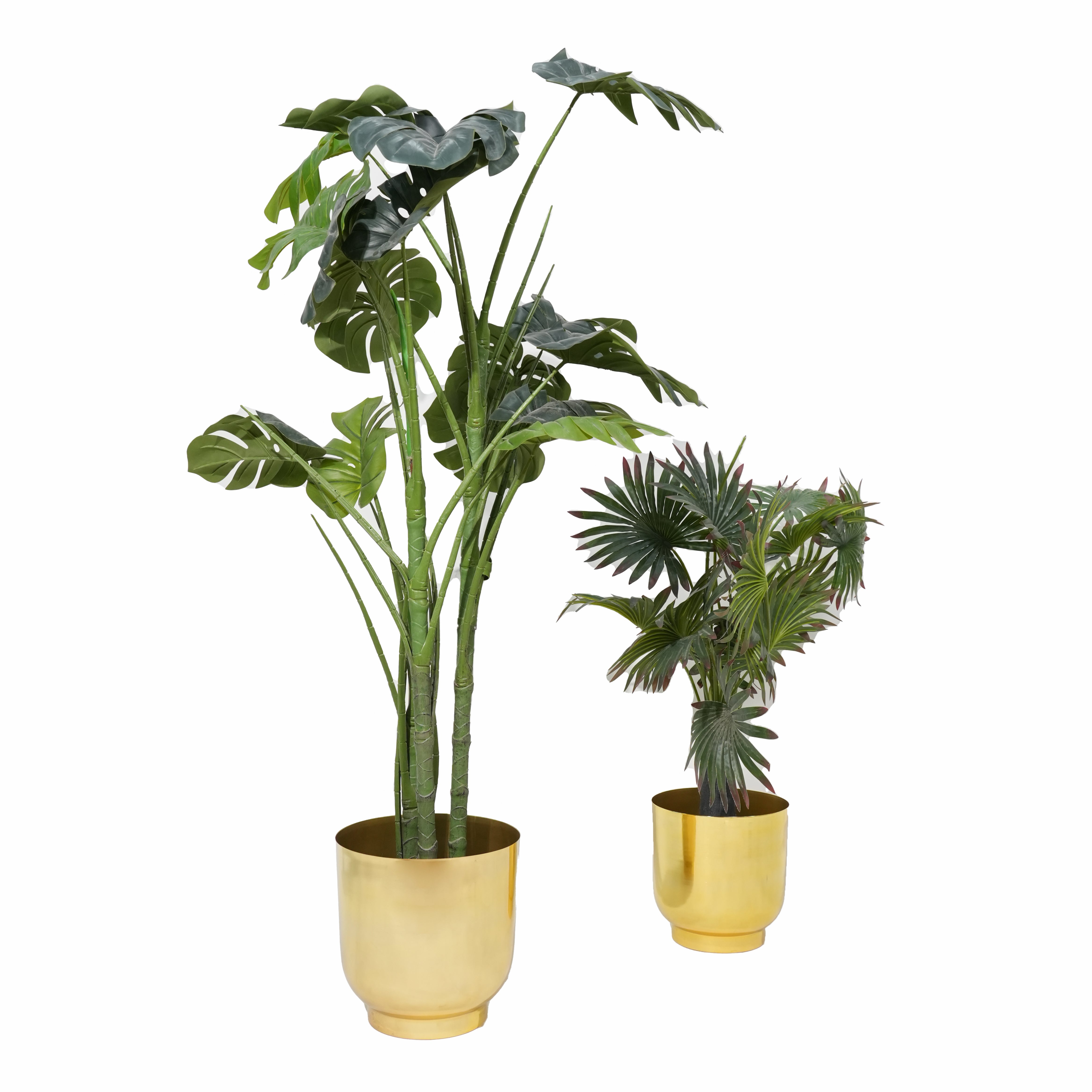 Gold Finish Metal Planters Set of 2
