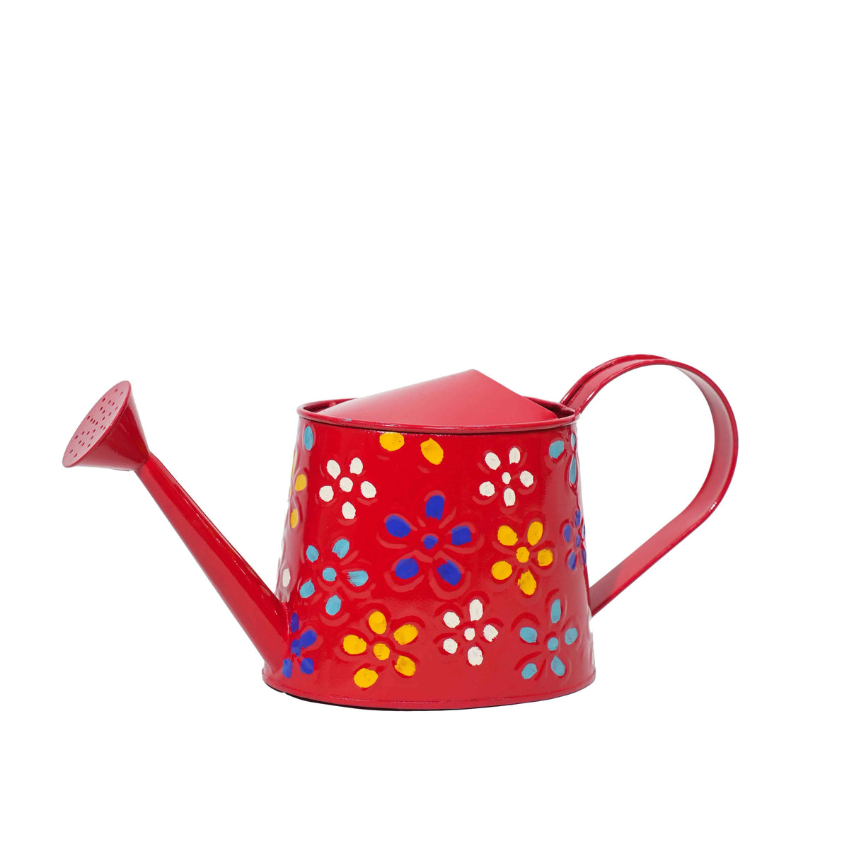Traditional Watering Floral Print Can in Red (Large)