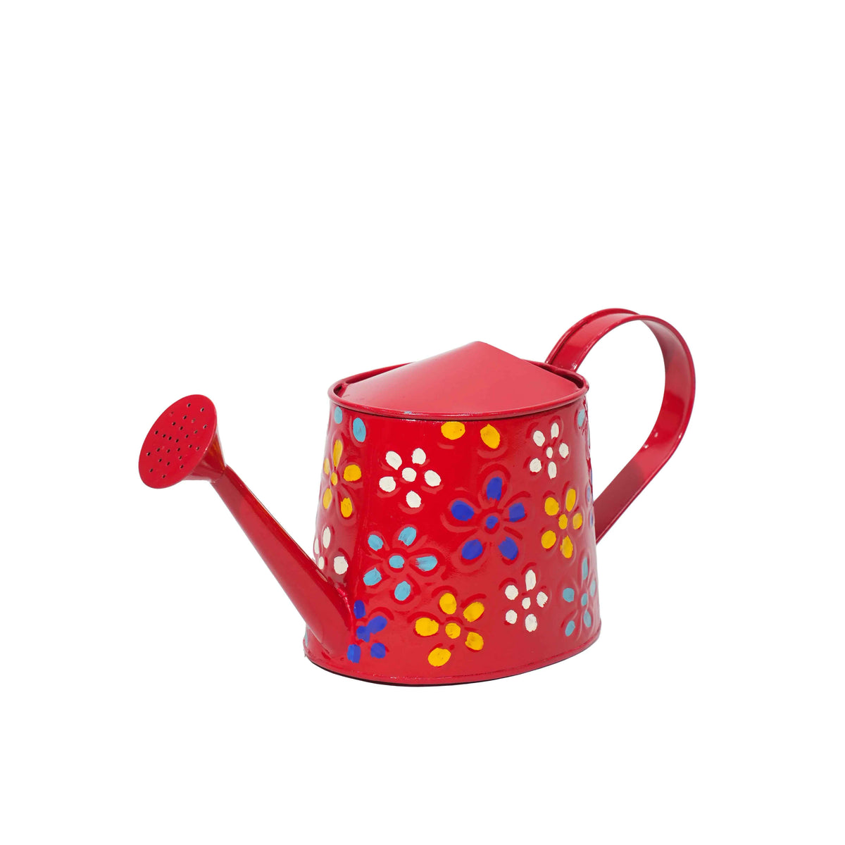 Traditional Watering Floral Print Can in Red (Large)