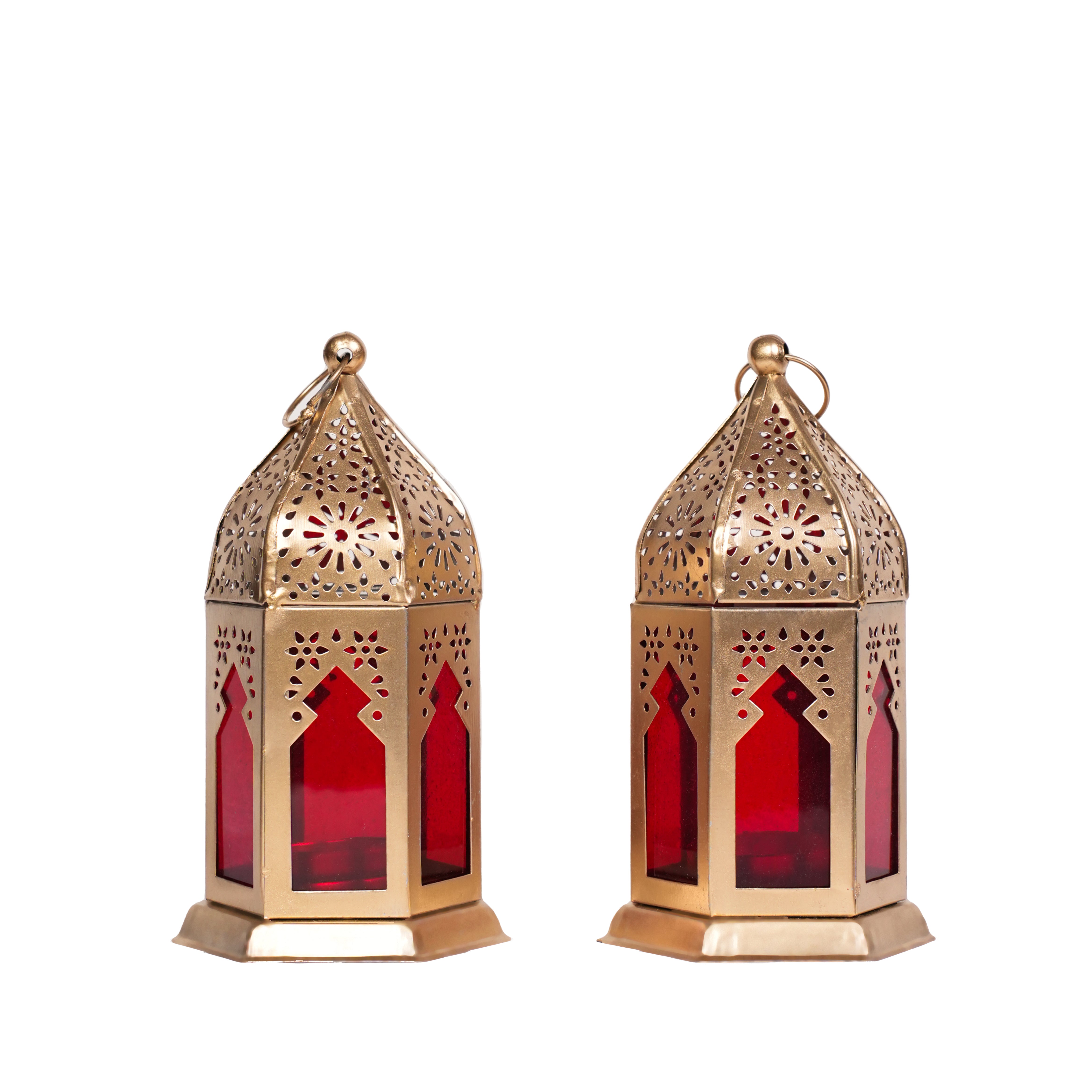 Ruby Red Moroccan Lanterns set of 2
