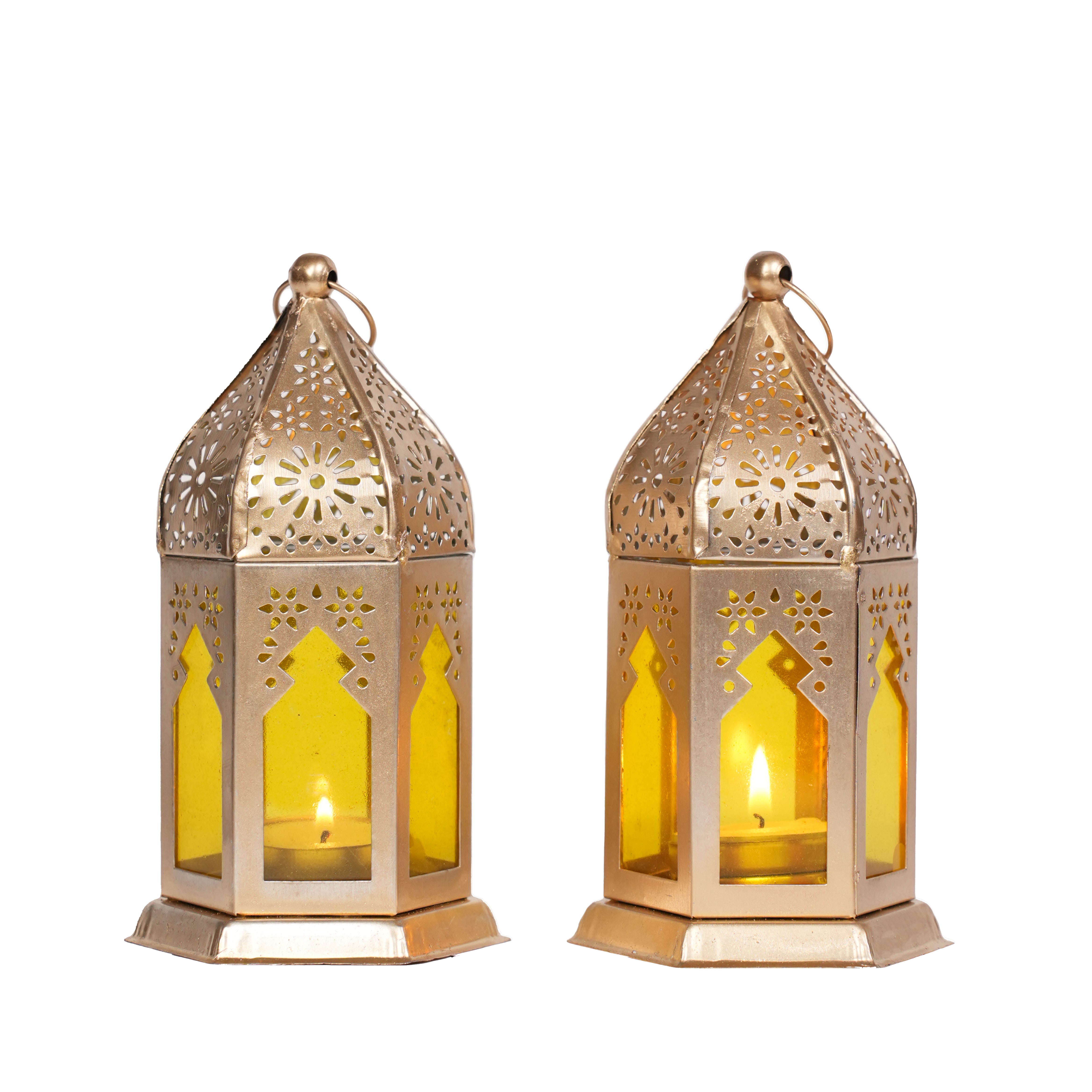 Yellow Moroccan Lanterns Set of 2