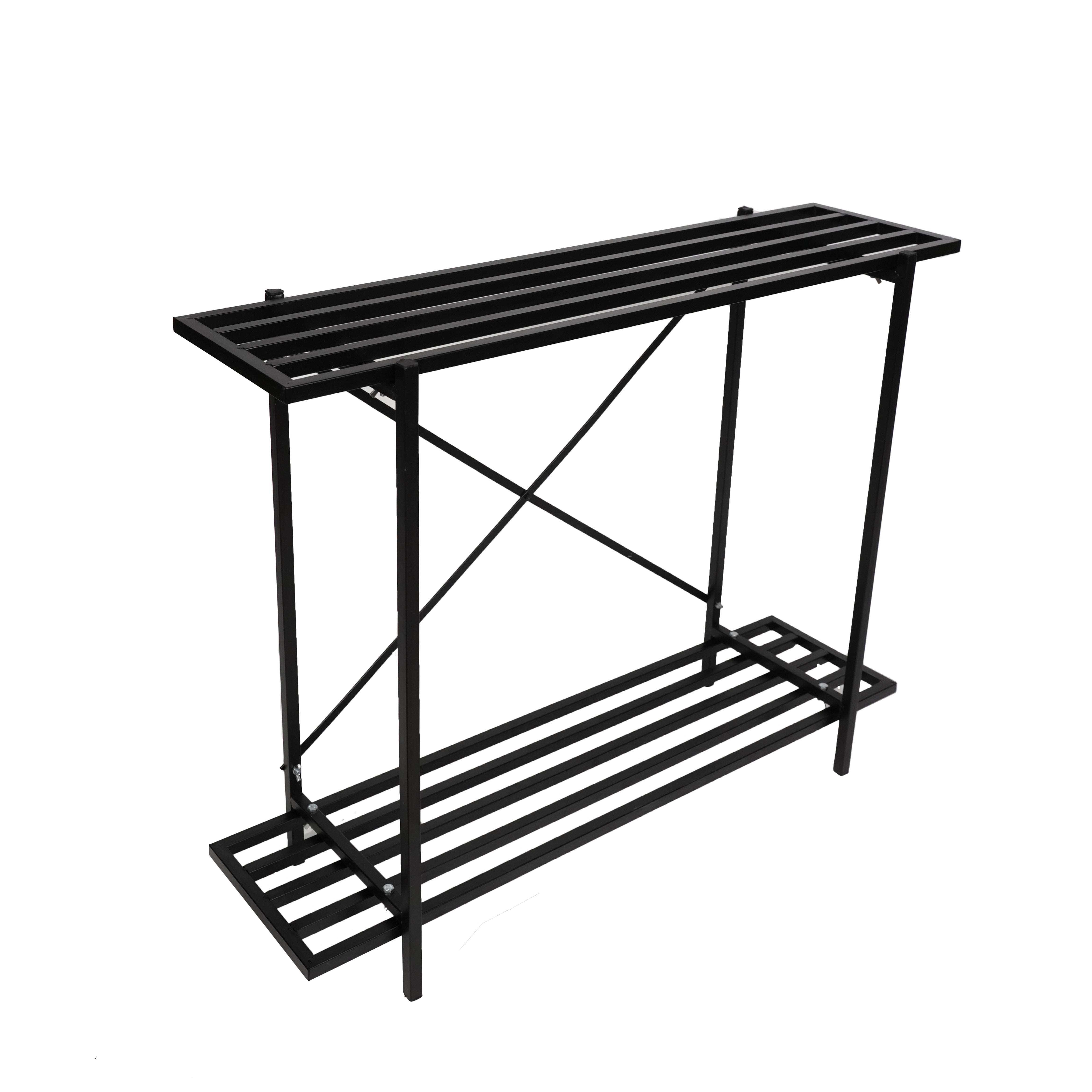 Modern Black 2 Tier Metal Plant Stand