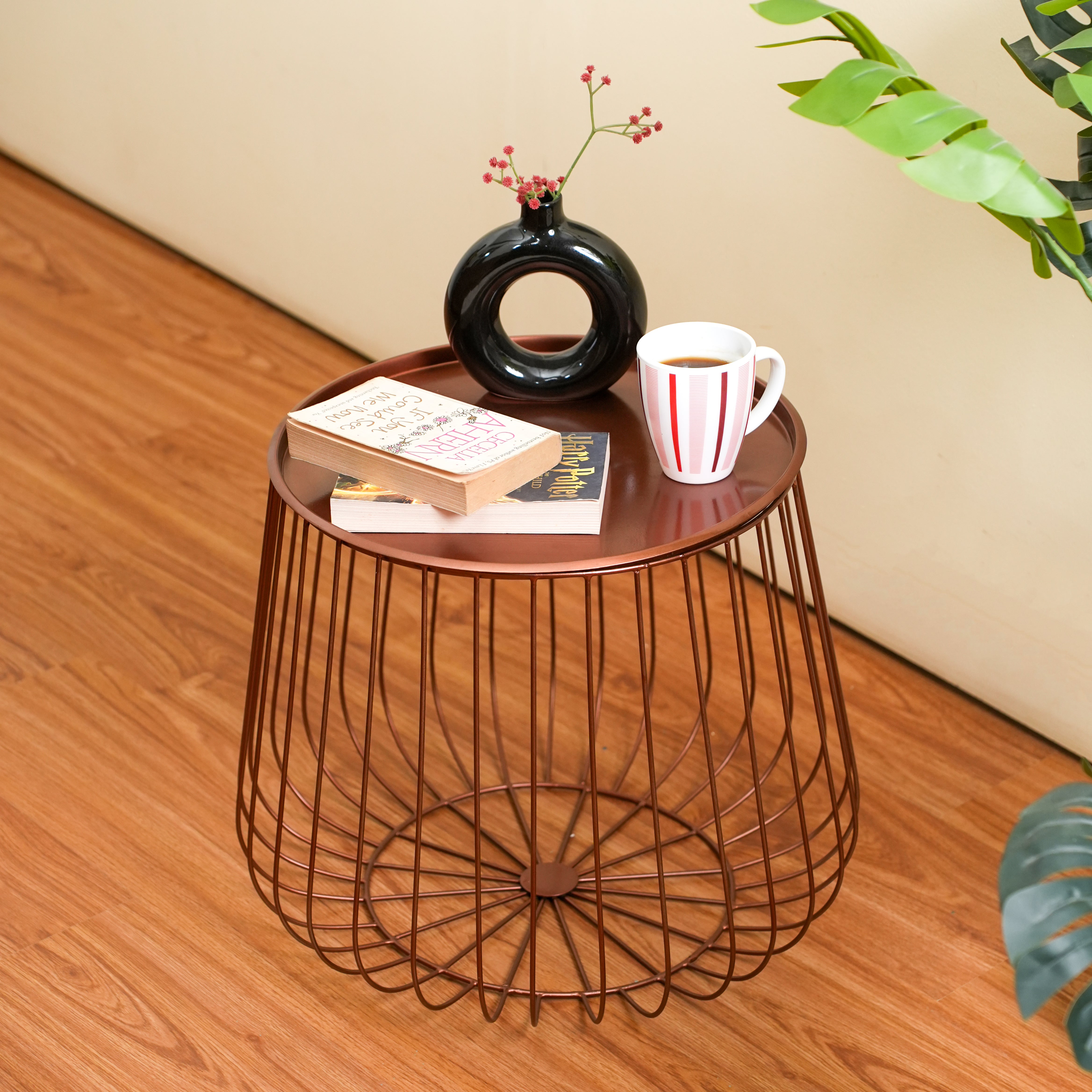 Copper Round Wire Side Table