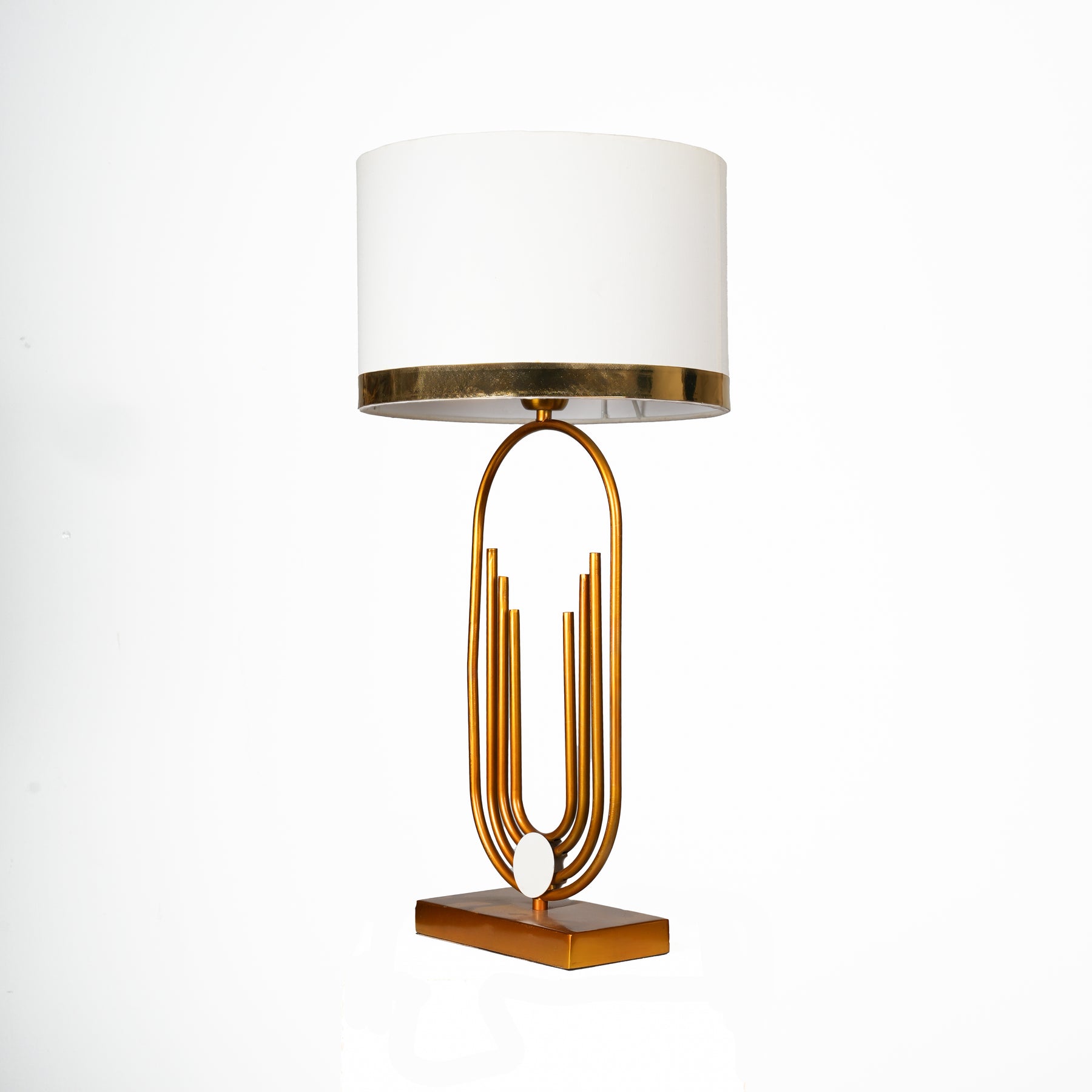 Modern Gold Table Lamp for Living Room & Bedroom | Table Lamp with Gold Ring Shade