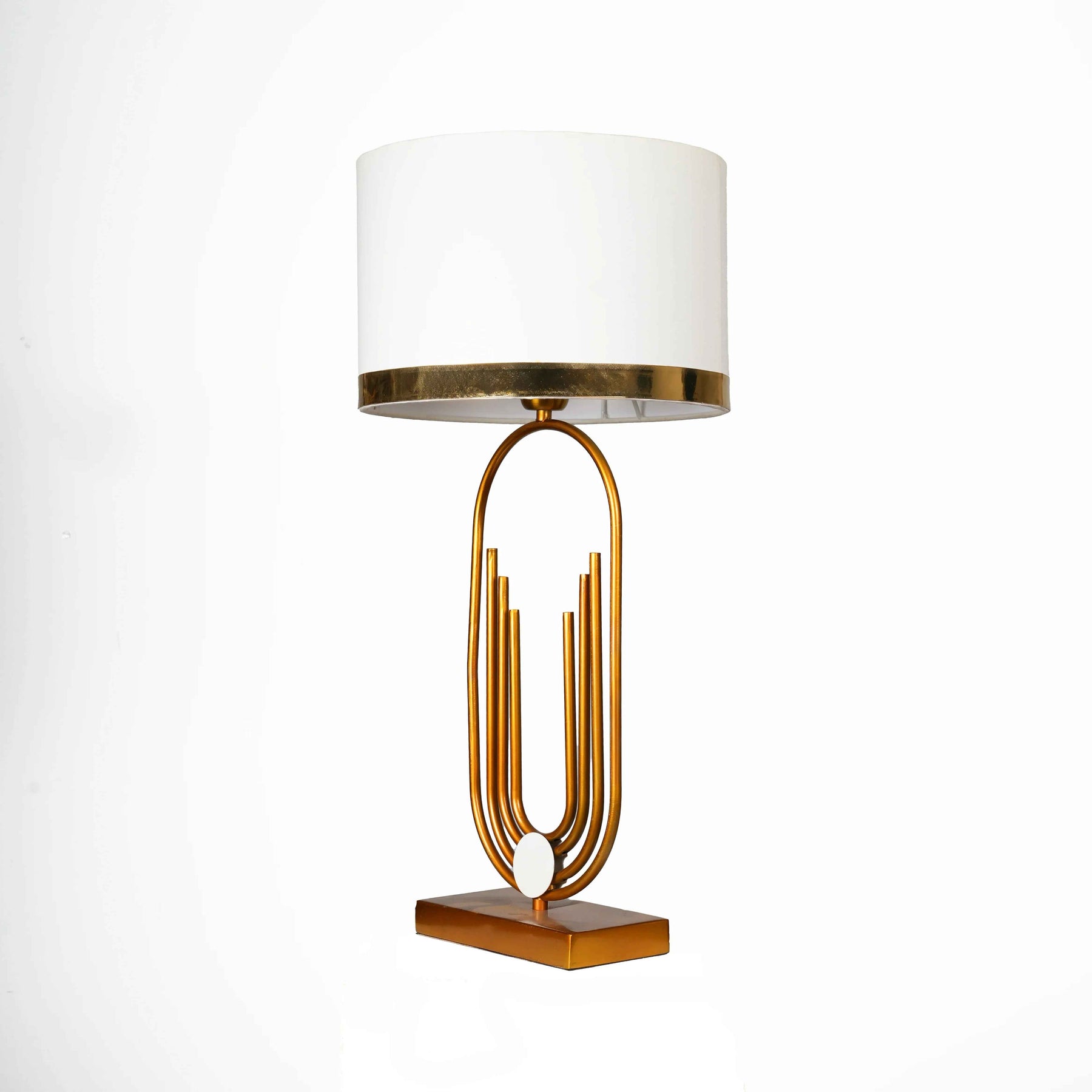 Modern Table Lamp with Gold Ring Shade for Living Room & Bedrooom