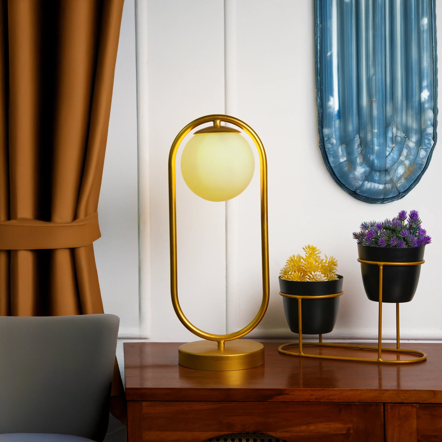 Bedside Table Lamp in Brass for Bedroom
