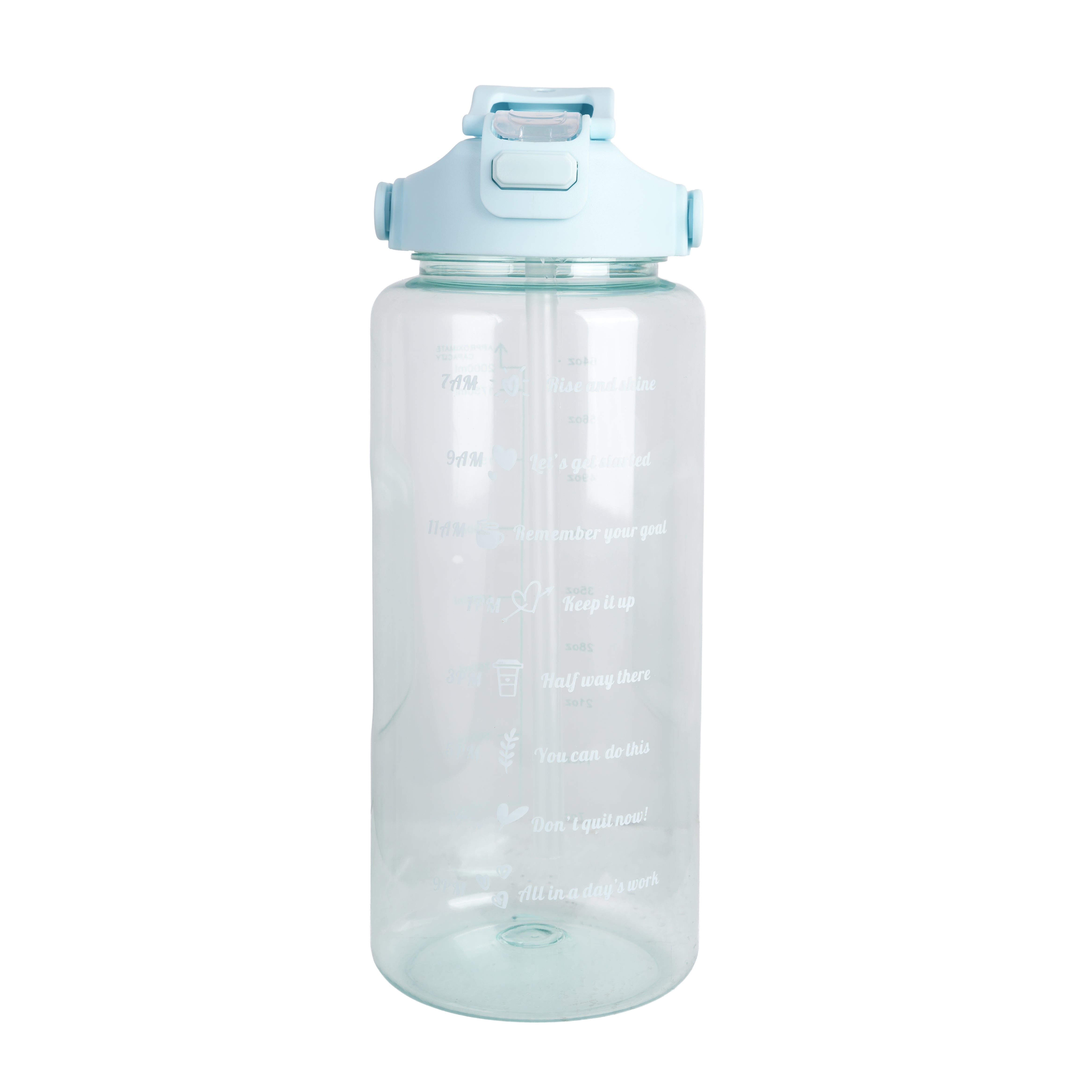 Premium Transparent Motivational Water Bottle in Sky Blue