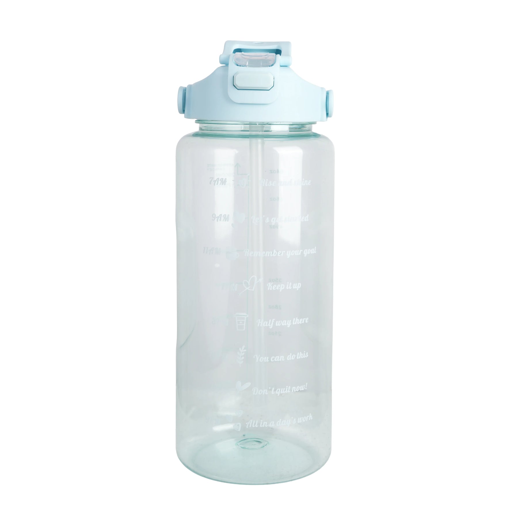 Premium Transparent Motivational Water Bottle in Sky Blue