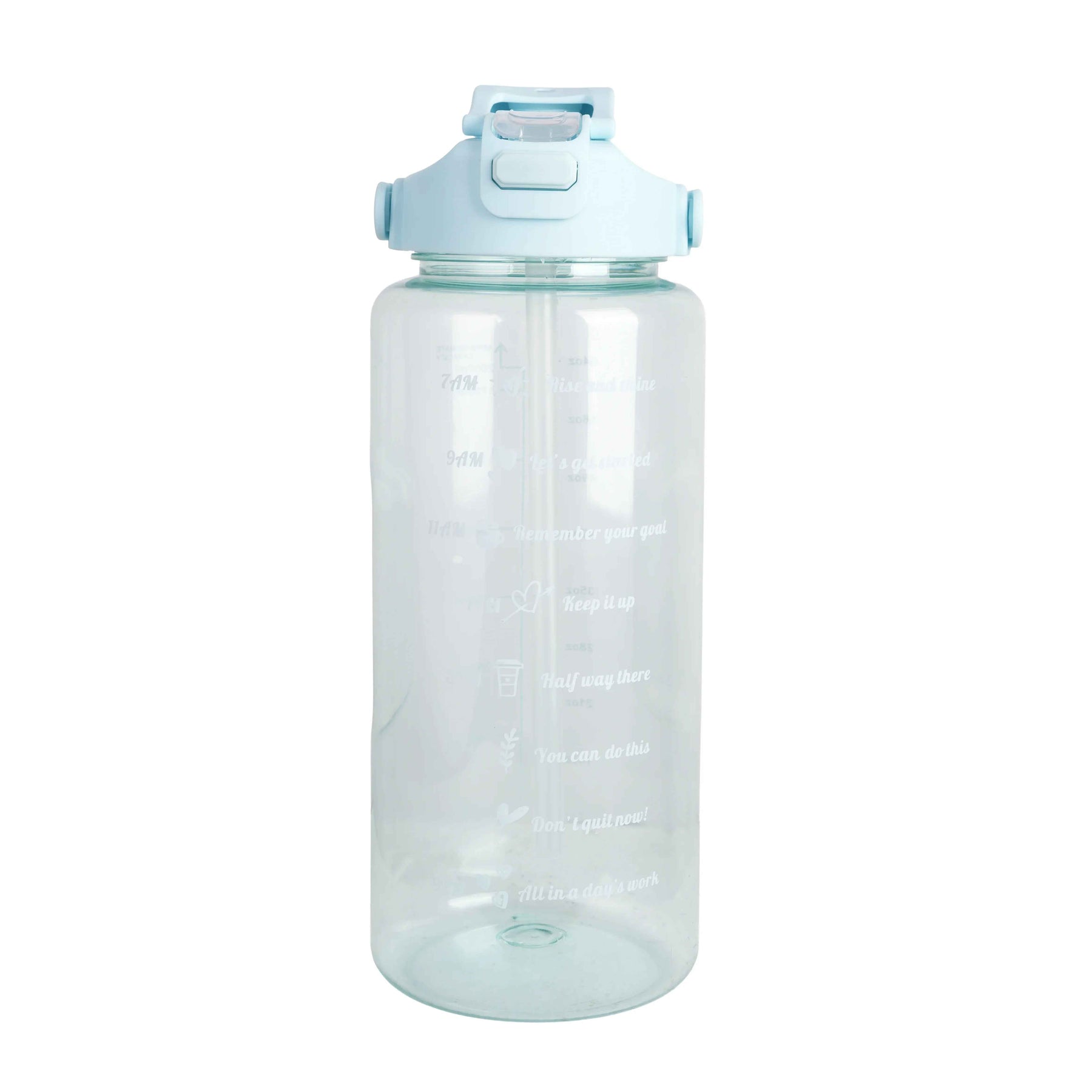 Premium Transparent Motivational Water Bottle in Sky Blue