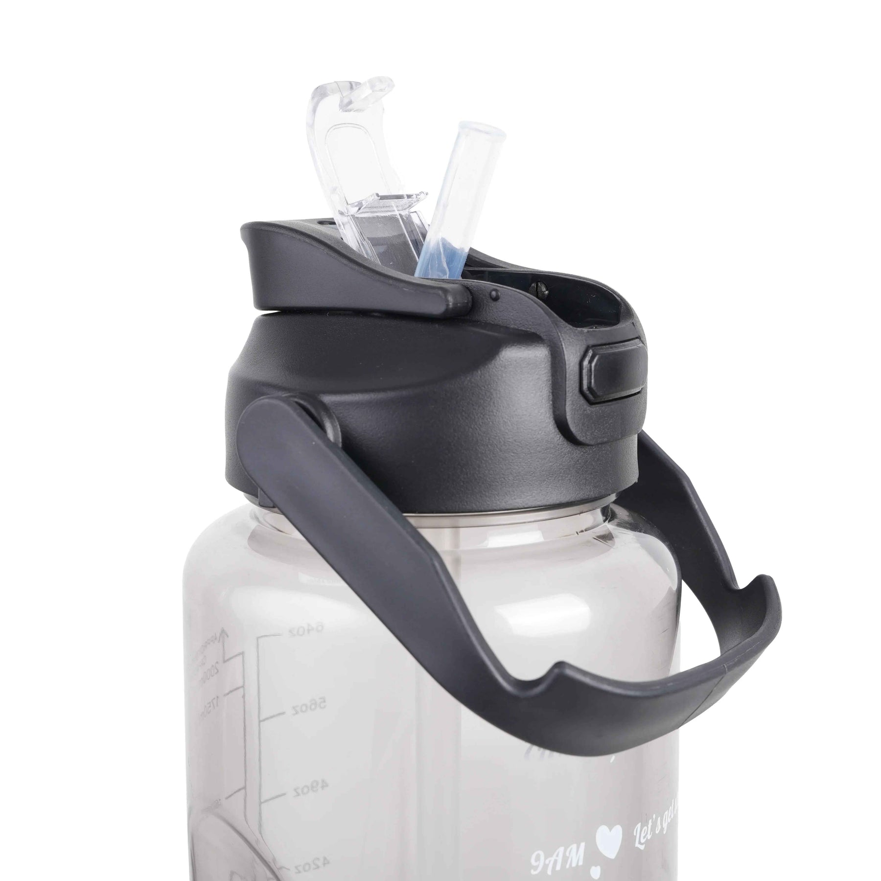 Premium Transparent Motivational Water Bottle in Black