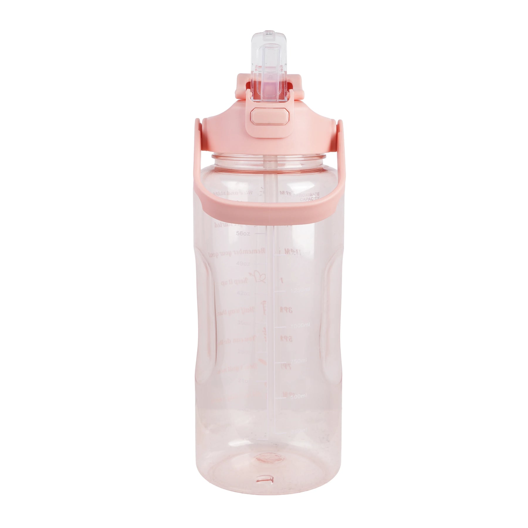 Premium Transparent Motivational Water Bottle in Pink