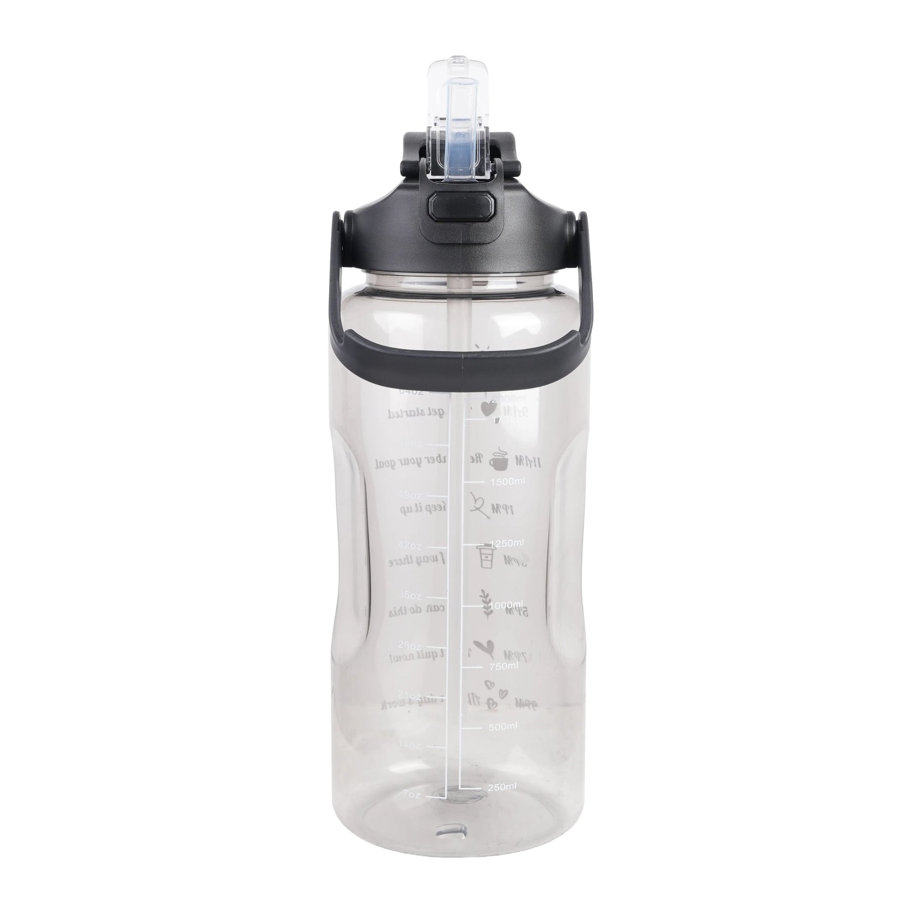 Premium Transparent Motivational Water Bottle in Black