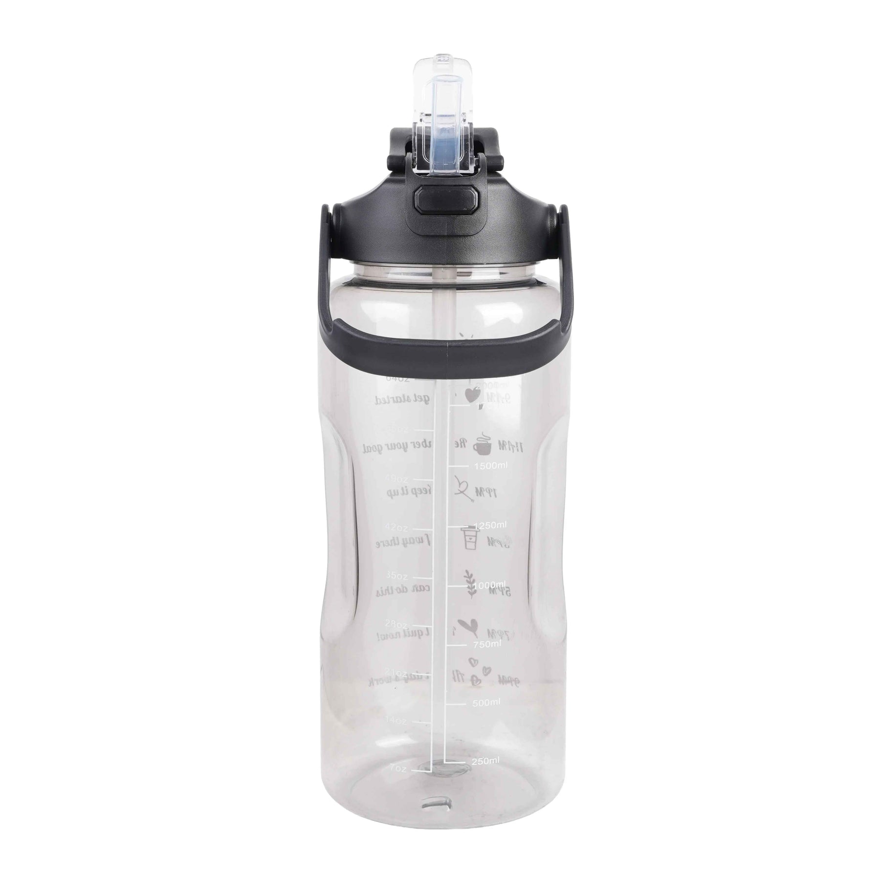 Premium Transparent Motivational Water Bottle in Black