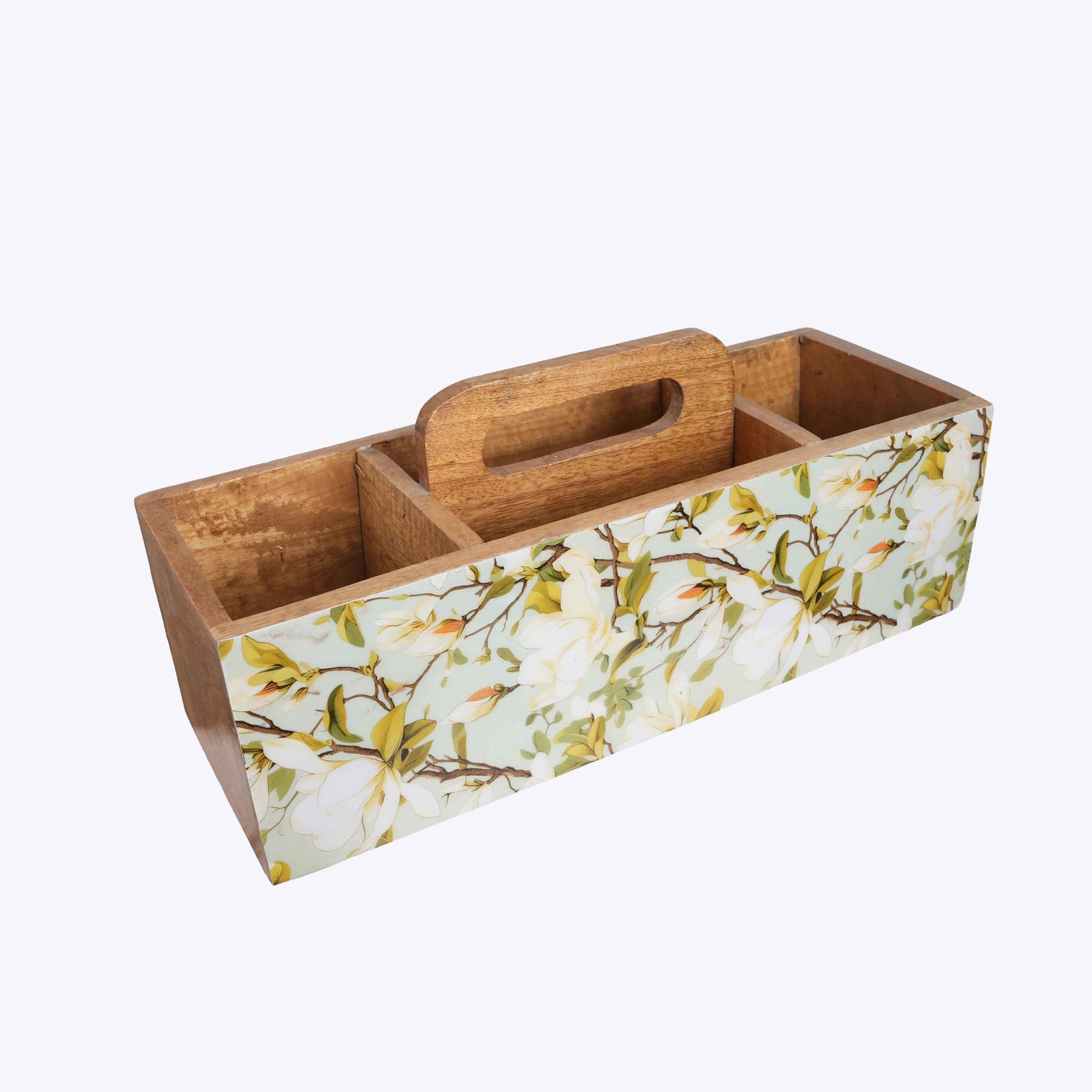 Wooden Tissue and Cutlery Holder Stand in Tropical
