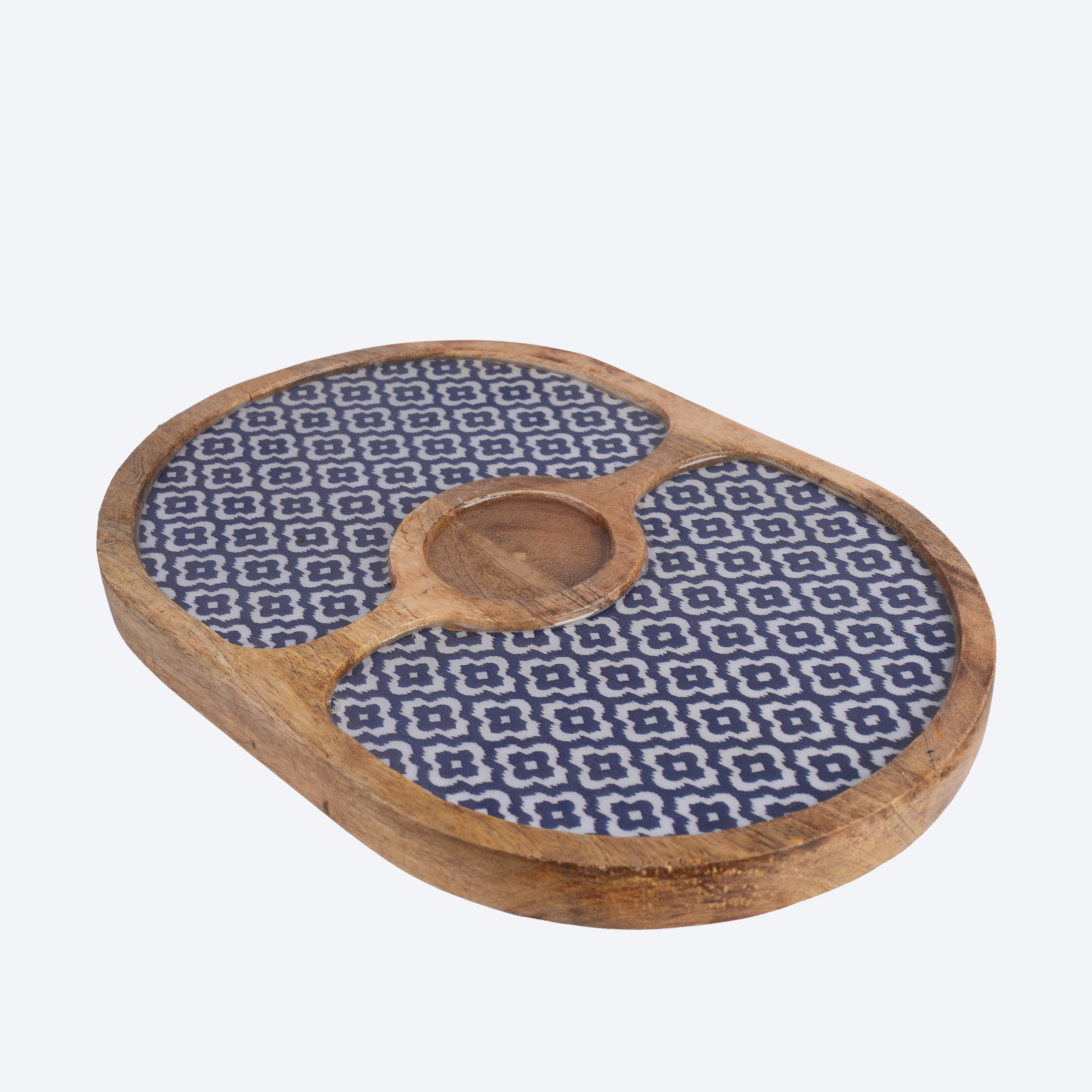 Oval Wood Tray with Dip Platter