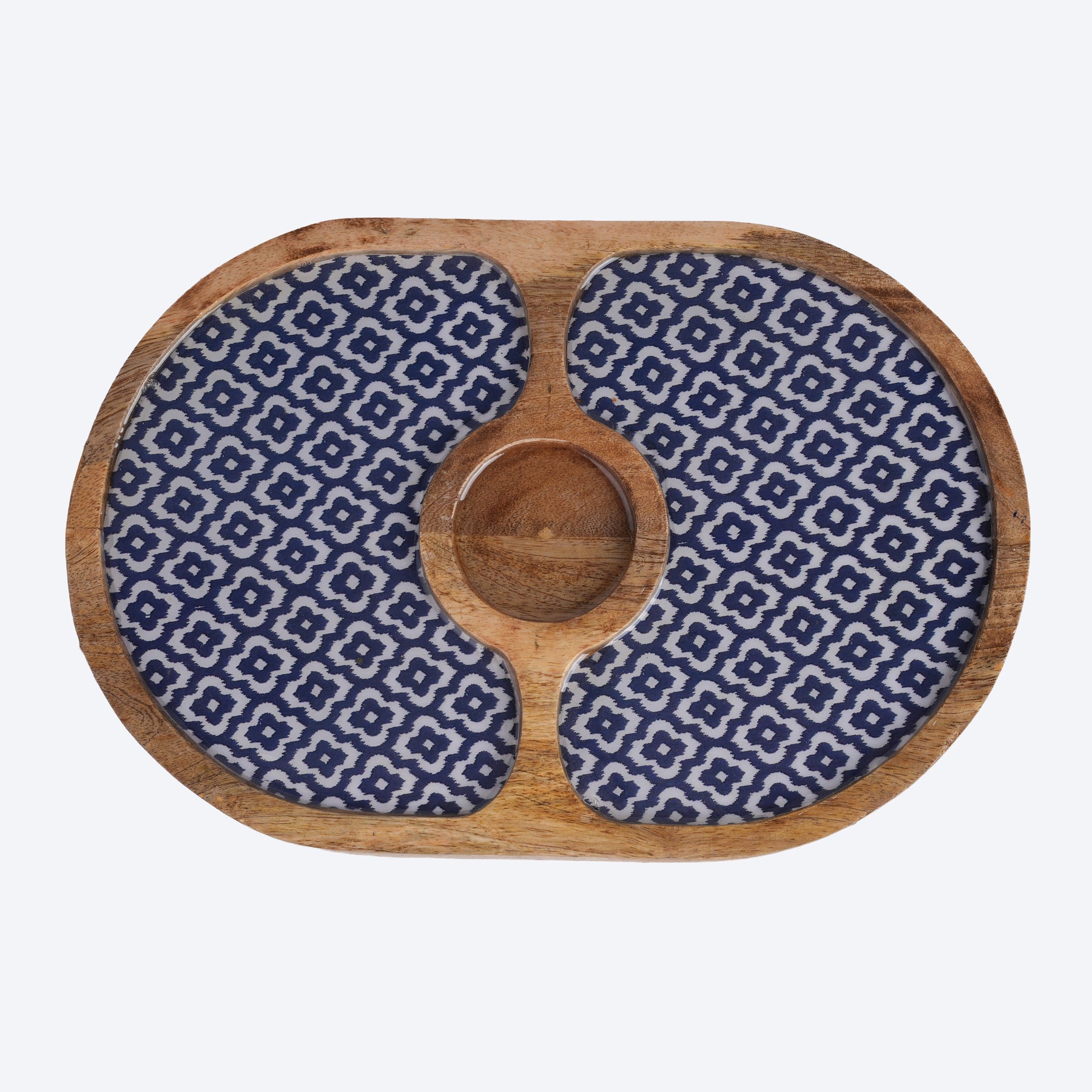 Oval Wood Tray with Dip Platter