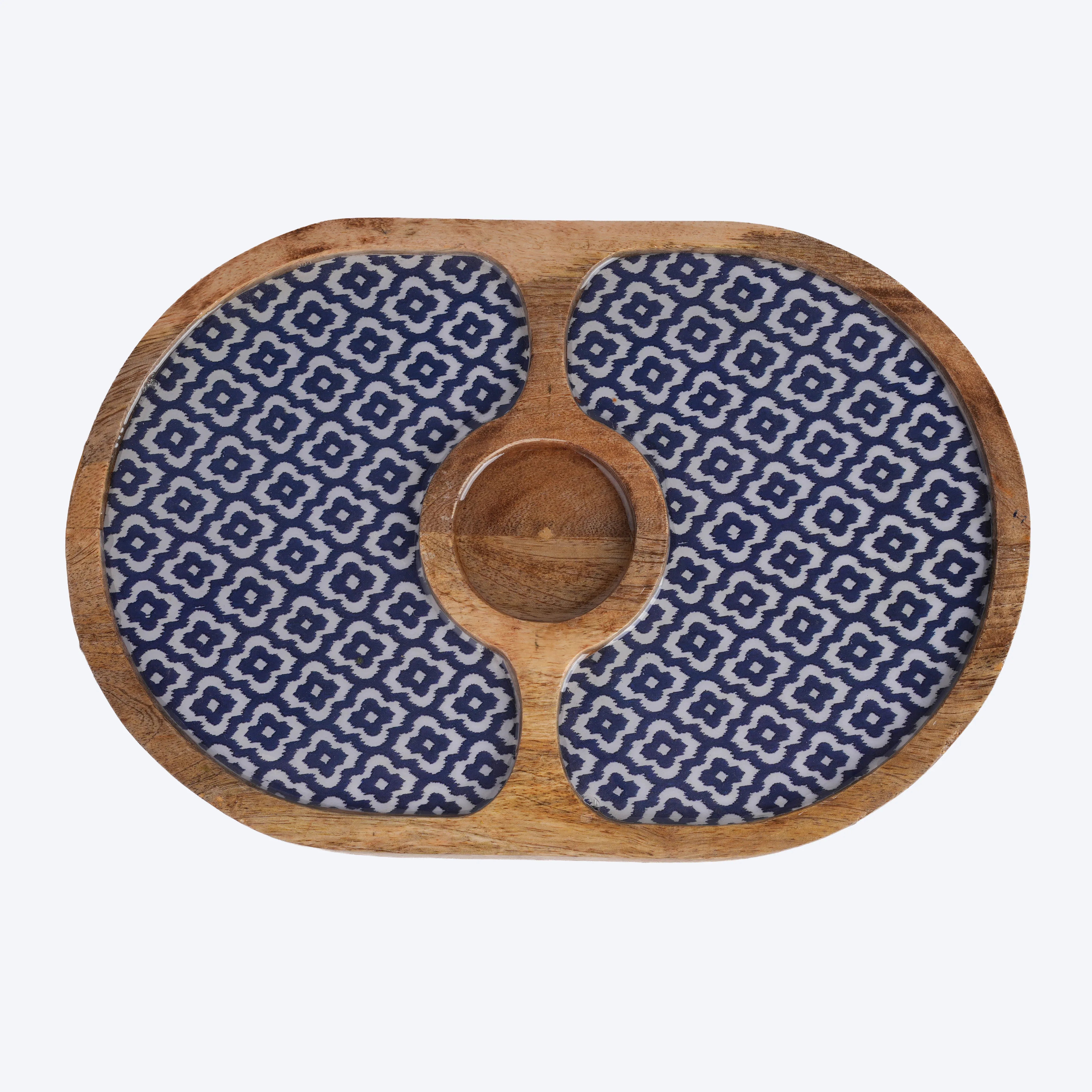 Oval Wood Tray with Dip Platter