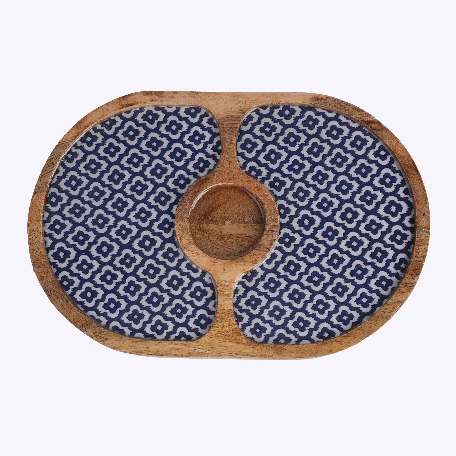 Mango Wood Snack Serving Tray with Dip Bowl