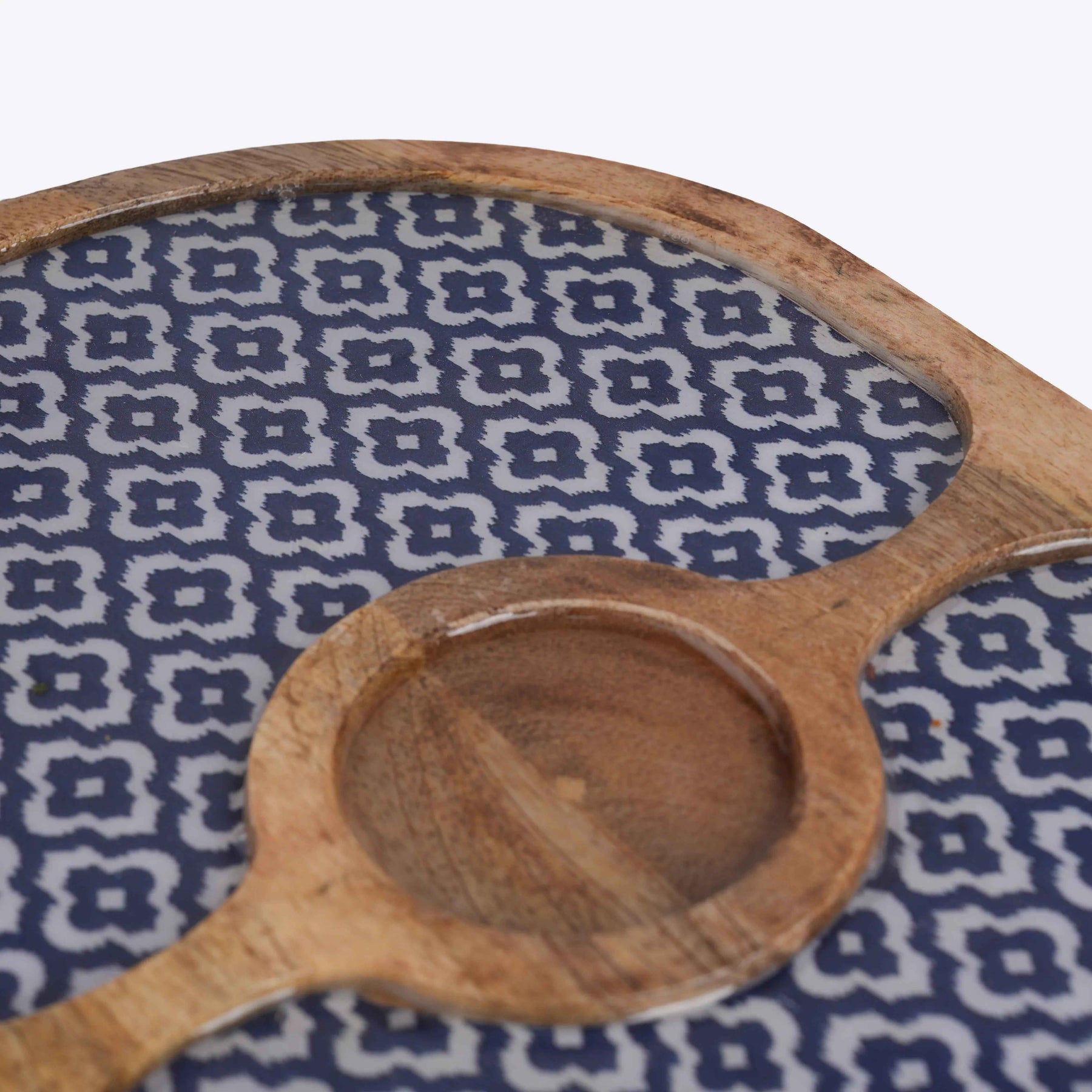 Mango Wood Snack Serving Tray with Dip Bowl