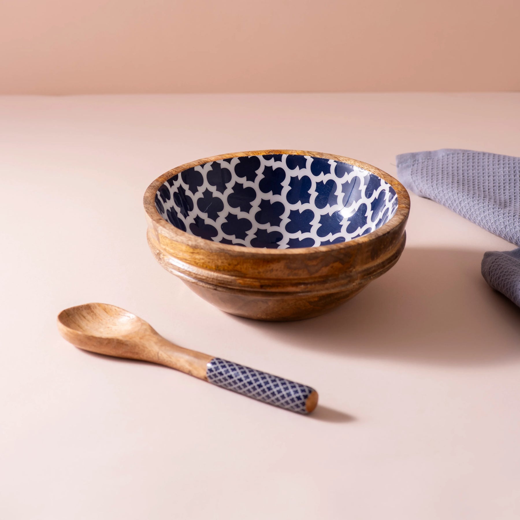 Handmade Mango-Wood Bowls in Purply Magenta For Kitchen Decor