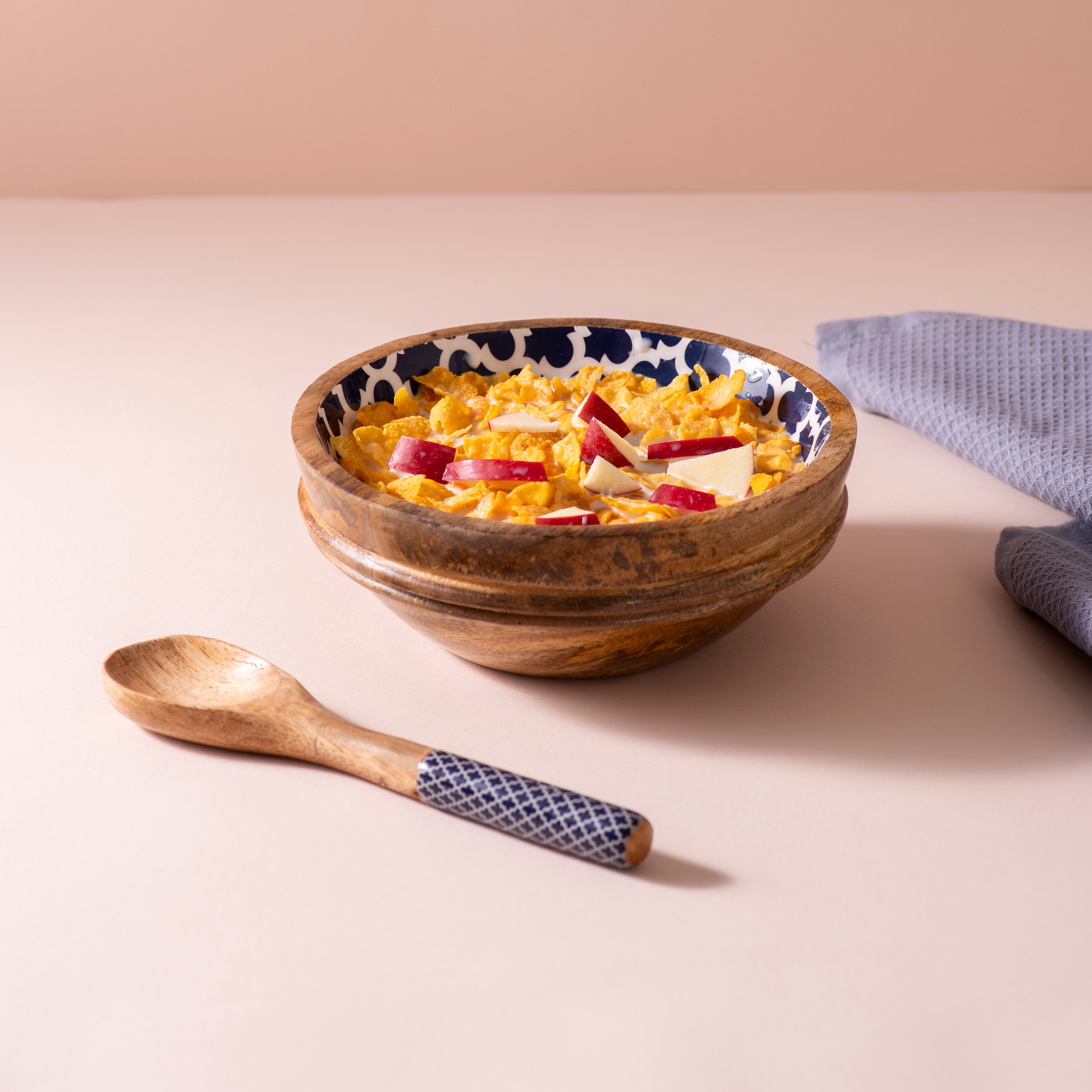 Handmade Mango-Wood Bowls in Purply Magenta For Kitchen Decor