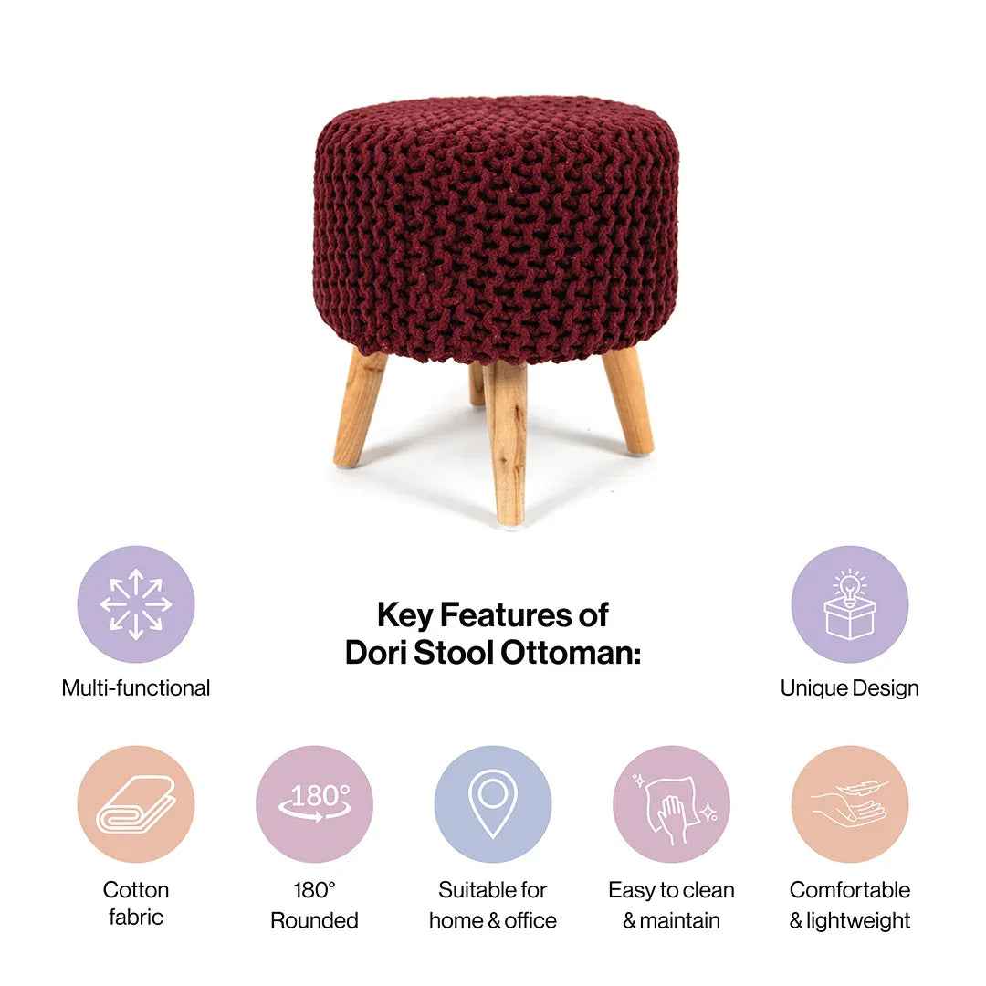 Dori Ottoman Pouffe Stool in Vintage Wine