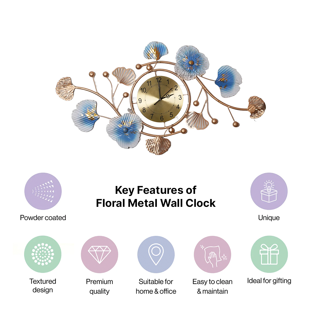 Decorative Floral Metal Wall Clock